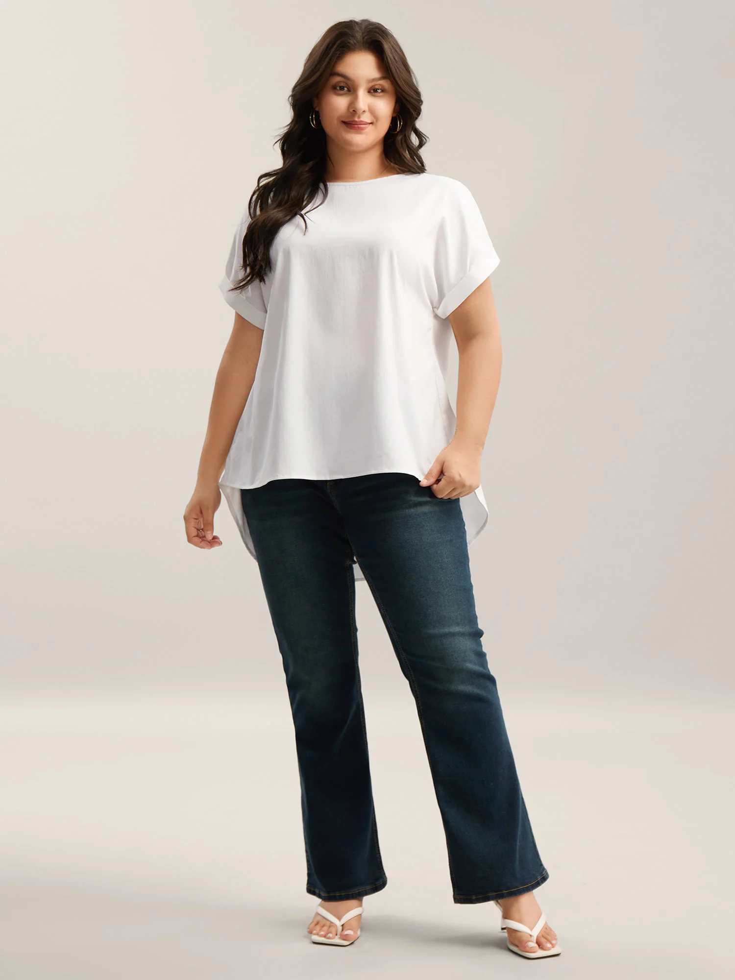 Classic Plain Boat Neck Zipper Blouse - Image 3