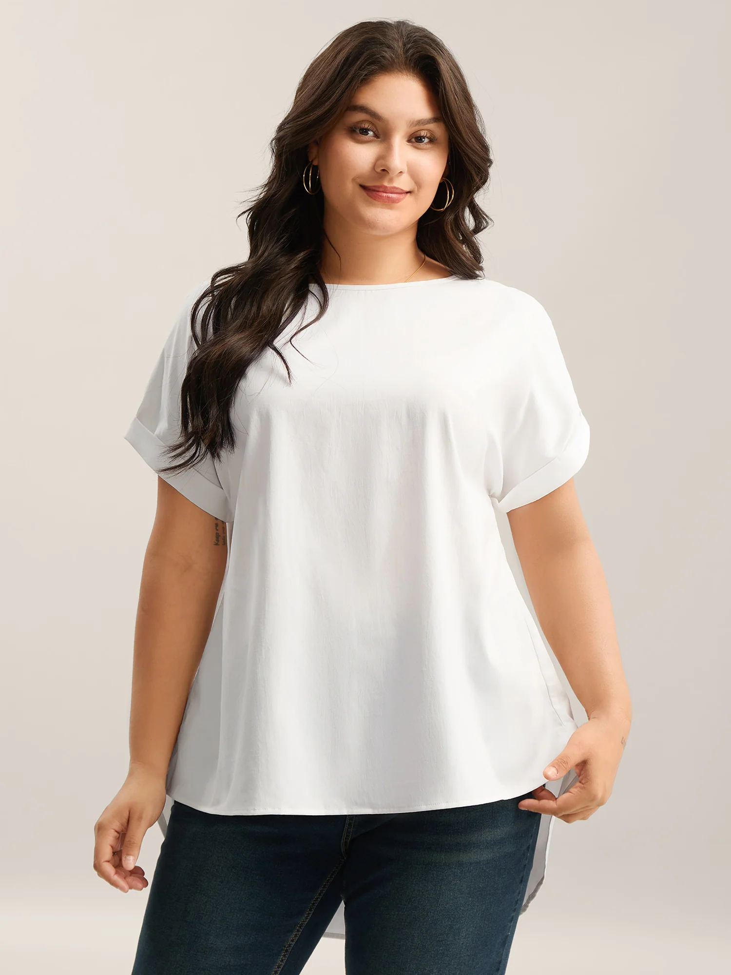 Classic Plain Boat Neck Zipper Blouse - Image 4
