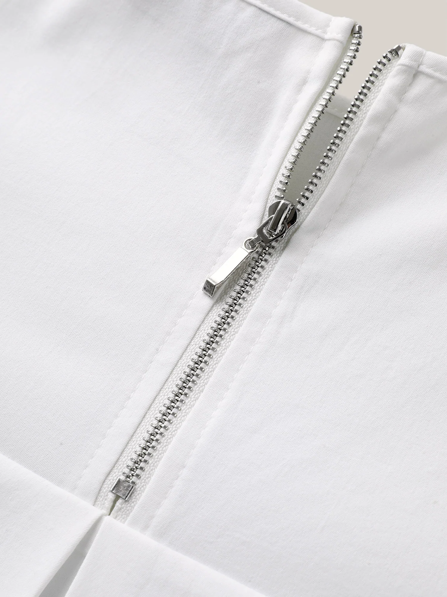 Classic Plain Boat Neck Zipper Blouse - Image 5