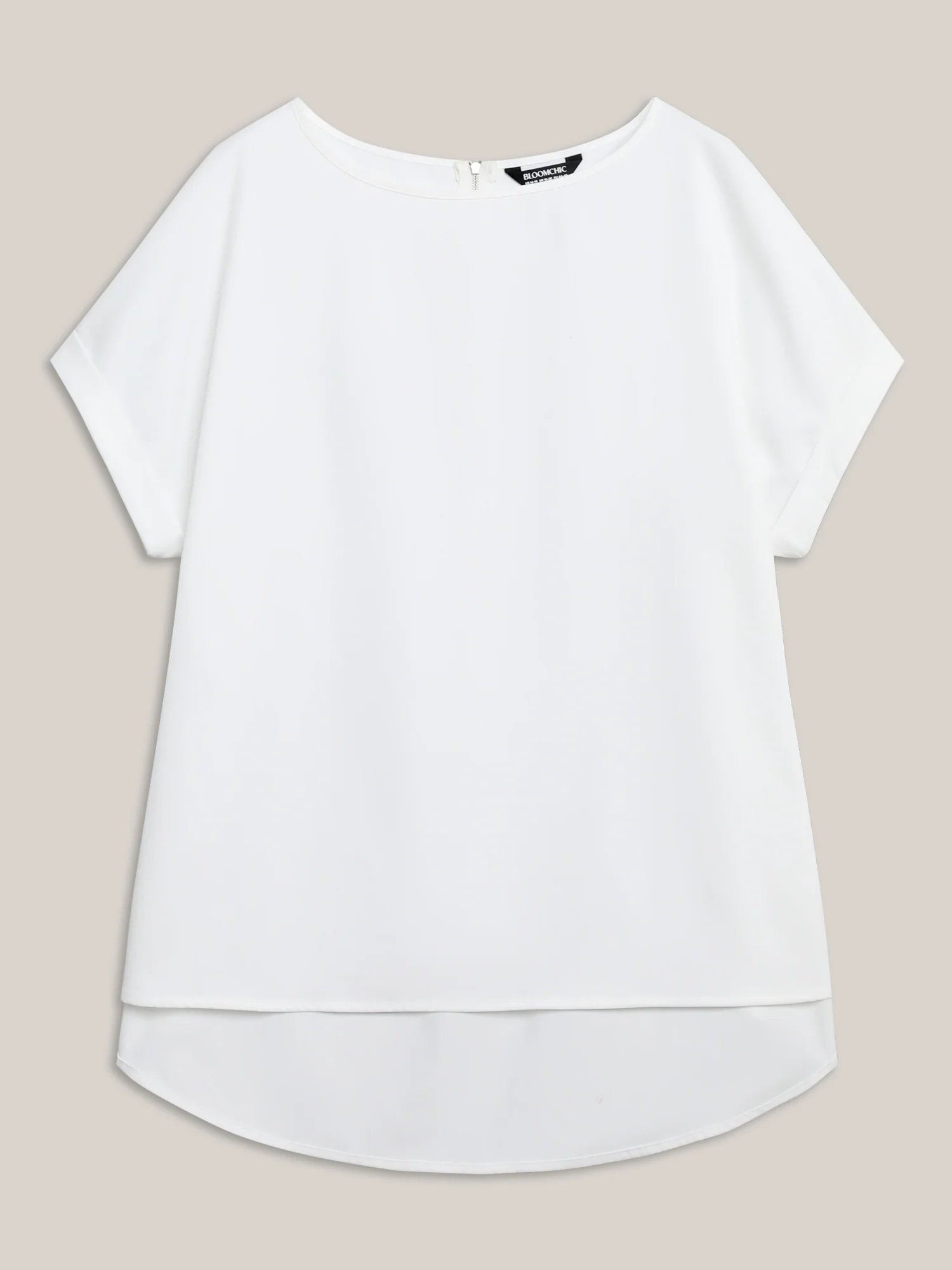 Classic Plain Boat Neck Zipper Blouse - Image 7