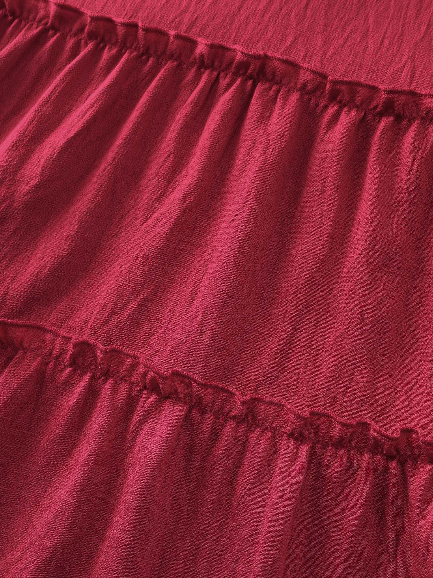 Classic Plain Shirred Bodice Tiered Maxi Dress - Image 5