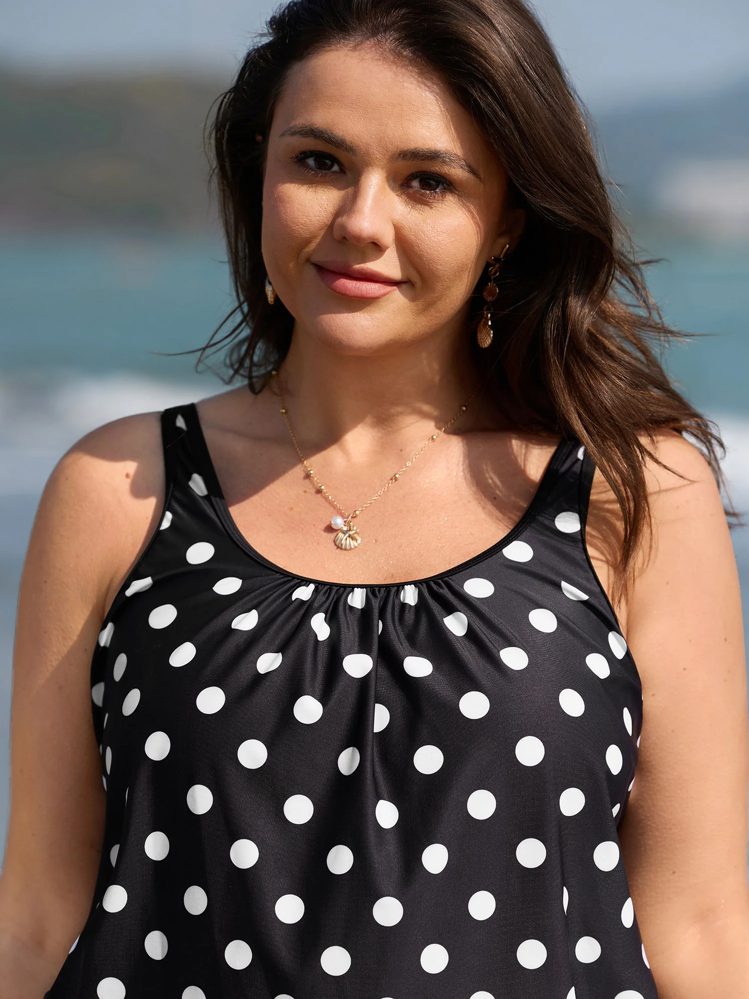 Classic Polka Dots Bust Support Swim Top - Image 2