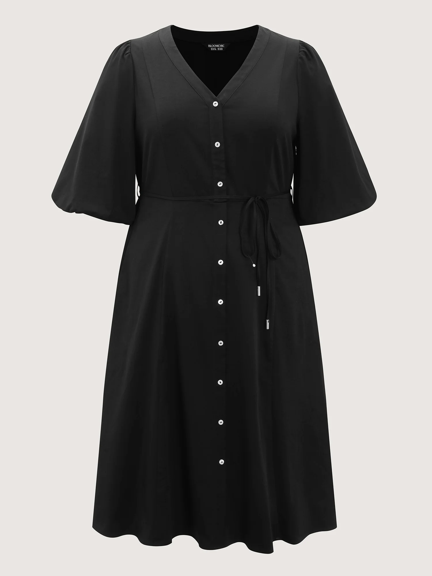 Classic Waist-Tie Pockets Midi Shirt Dress - Image 8