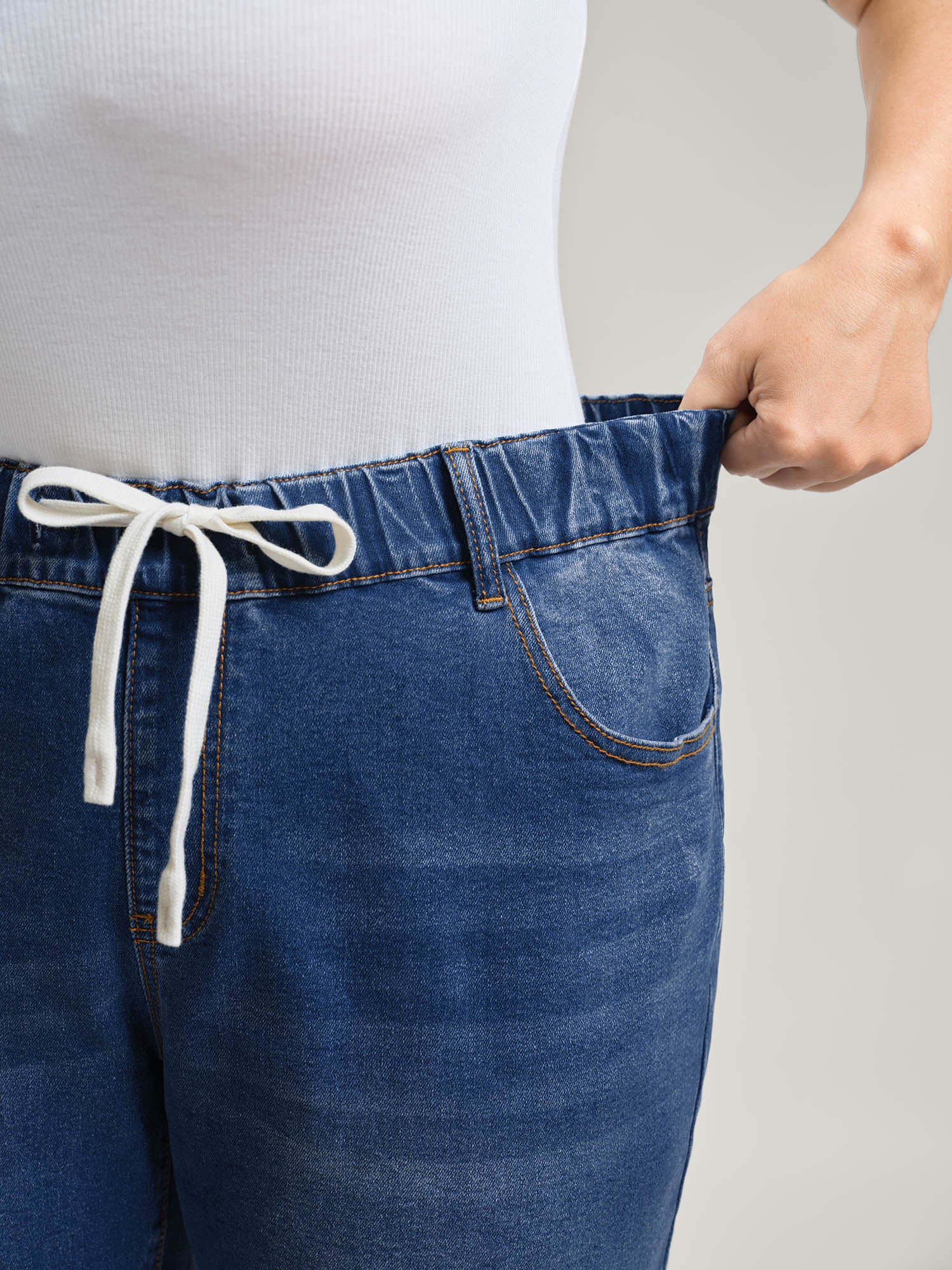 Pull-On Drawstring Straight-Leg Jeans - Image 3