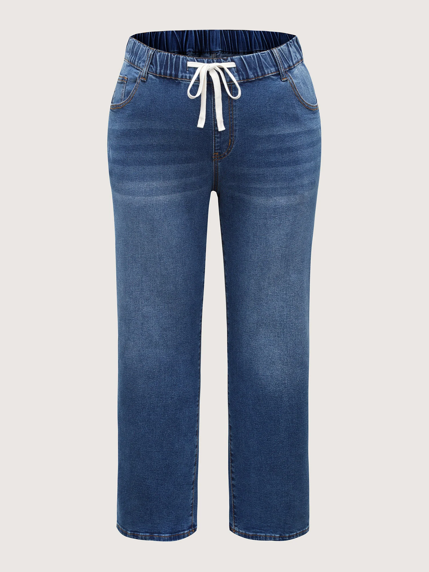 Pull-On Drawstring Straight-Leg Jeans - Image 8