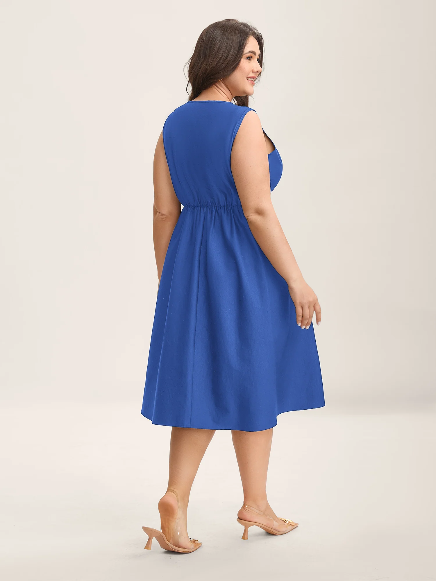 Classic Woven Inner Pleated Midi Dress - Image 11