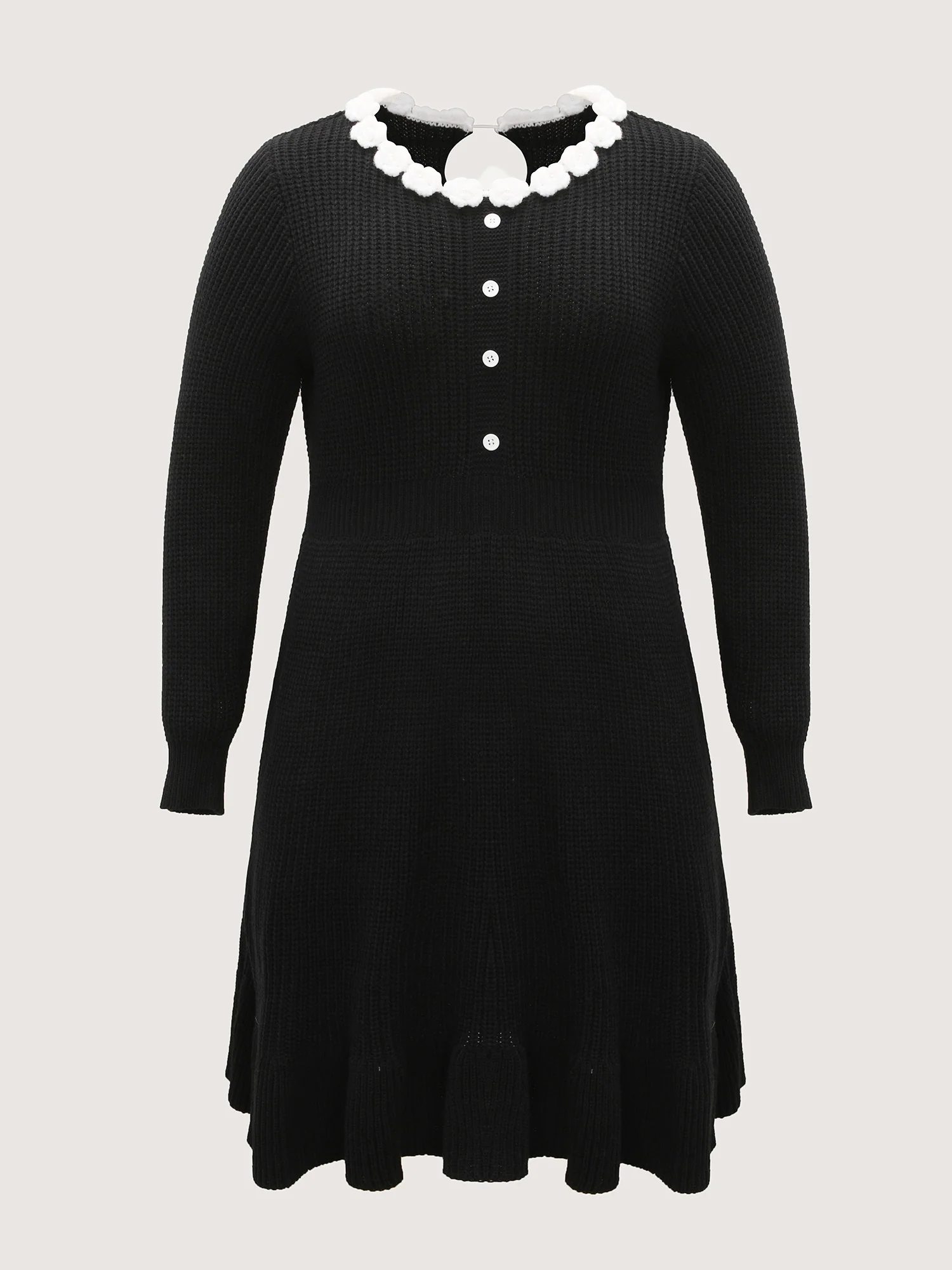 Cloudy Crochet Neckline Midi Sweater Dress - Image 5