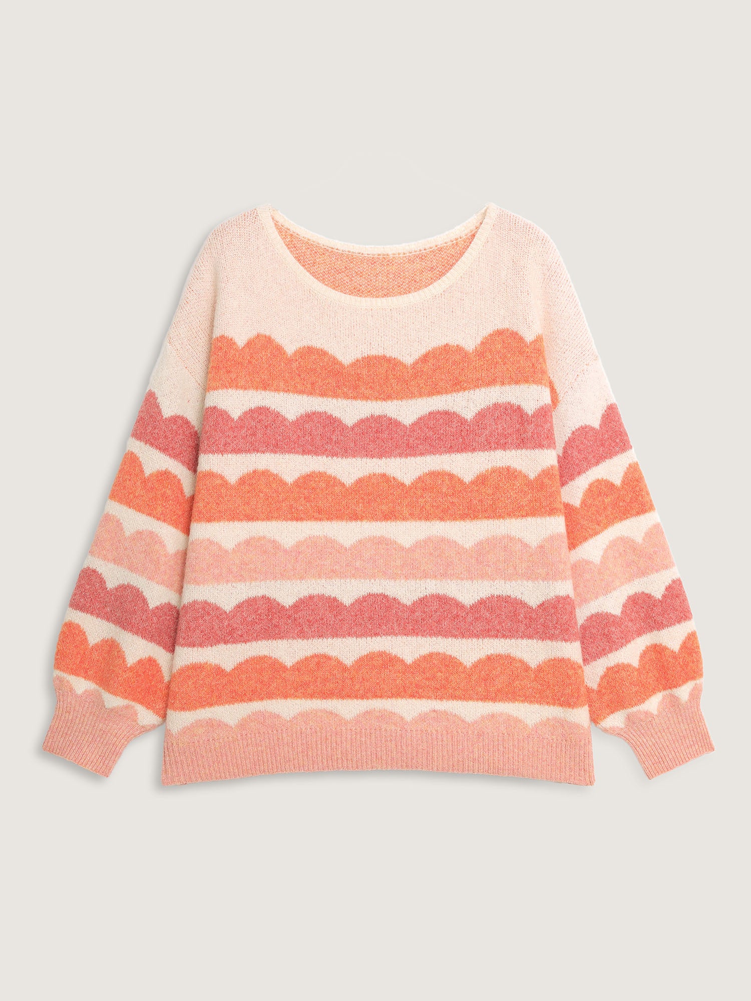 Cloudy Stripes Contrast Balloon Sleeve Pullover - Image 7
