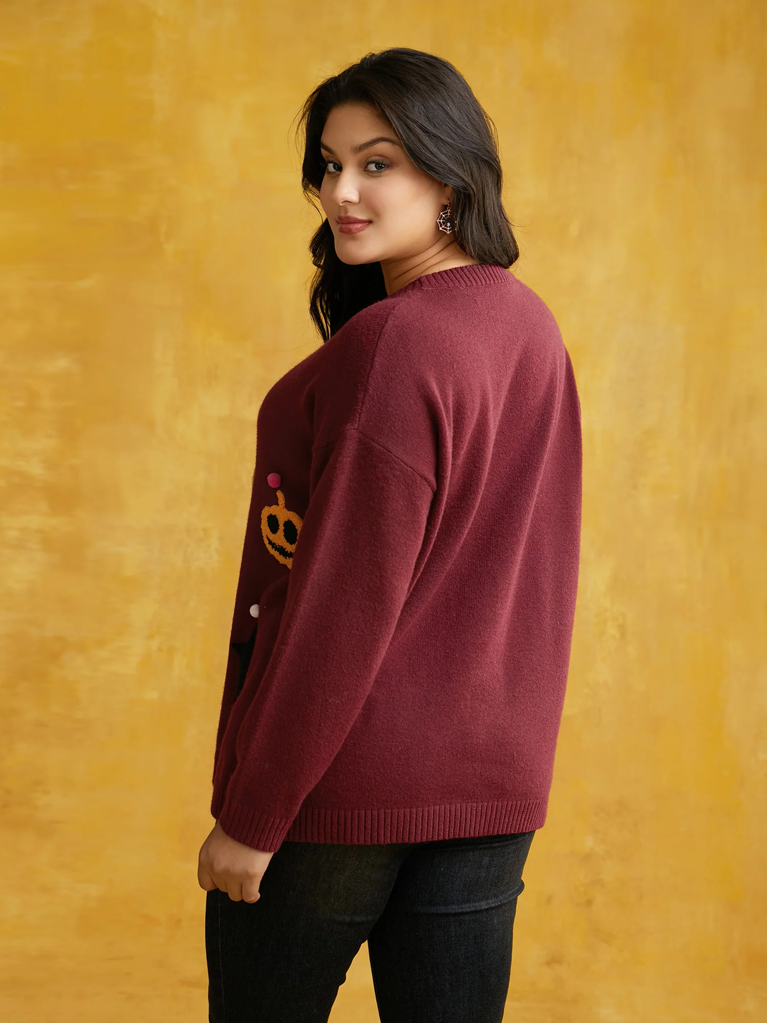 Clown Pumpkin 3D Pompom Nose Pullover - Image 3