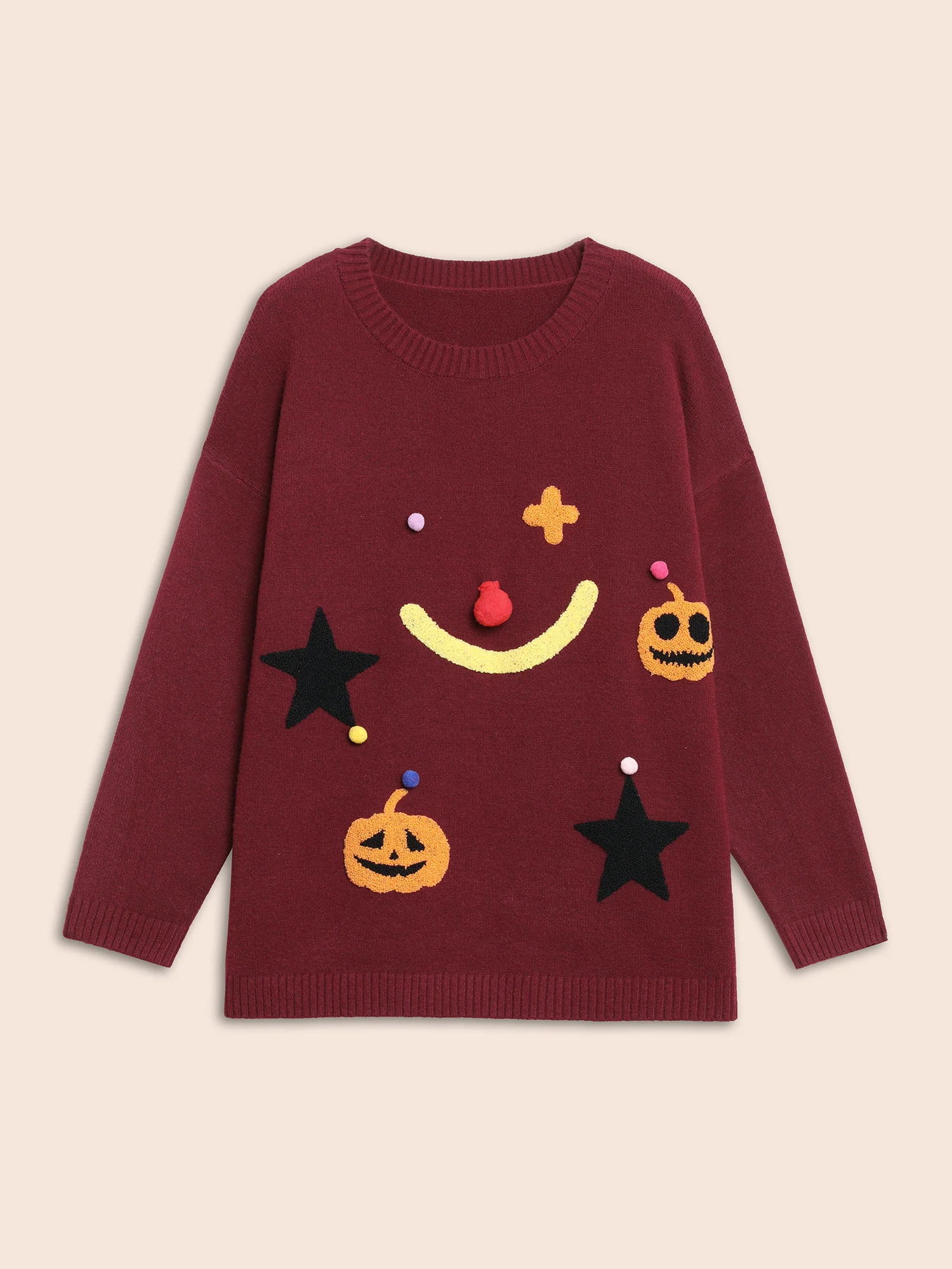 Clown Pumpkin 3D Pompom Nose Pullover - Image 8
