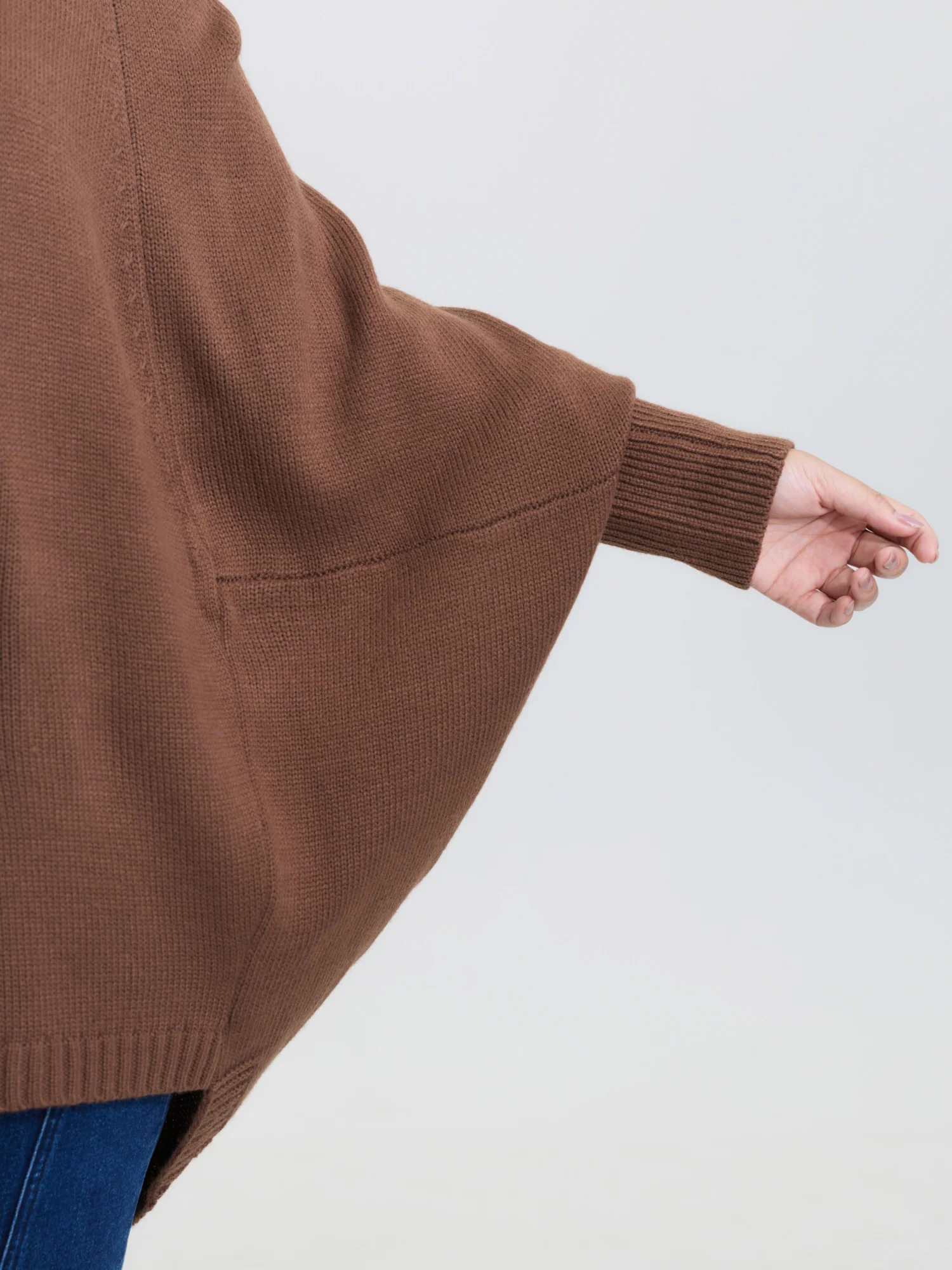 Coccoon Shaped Hooded Front-Open Knit Cardigan - Image 3