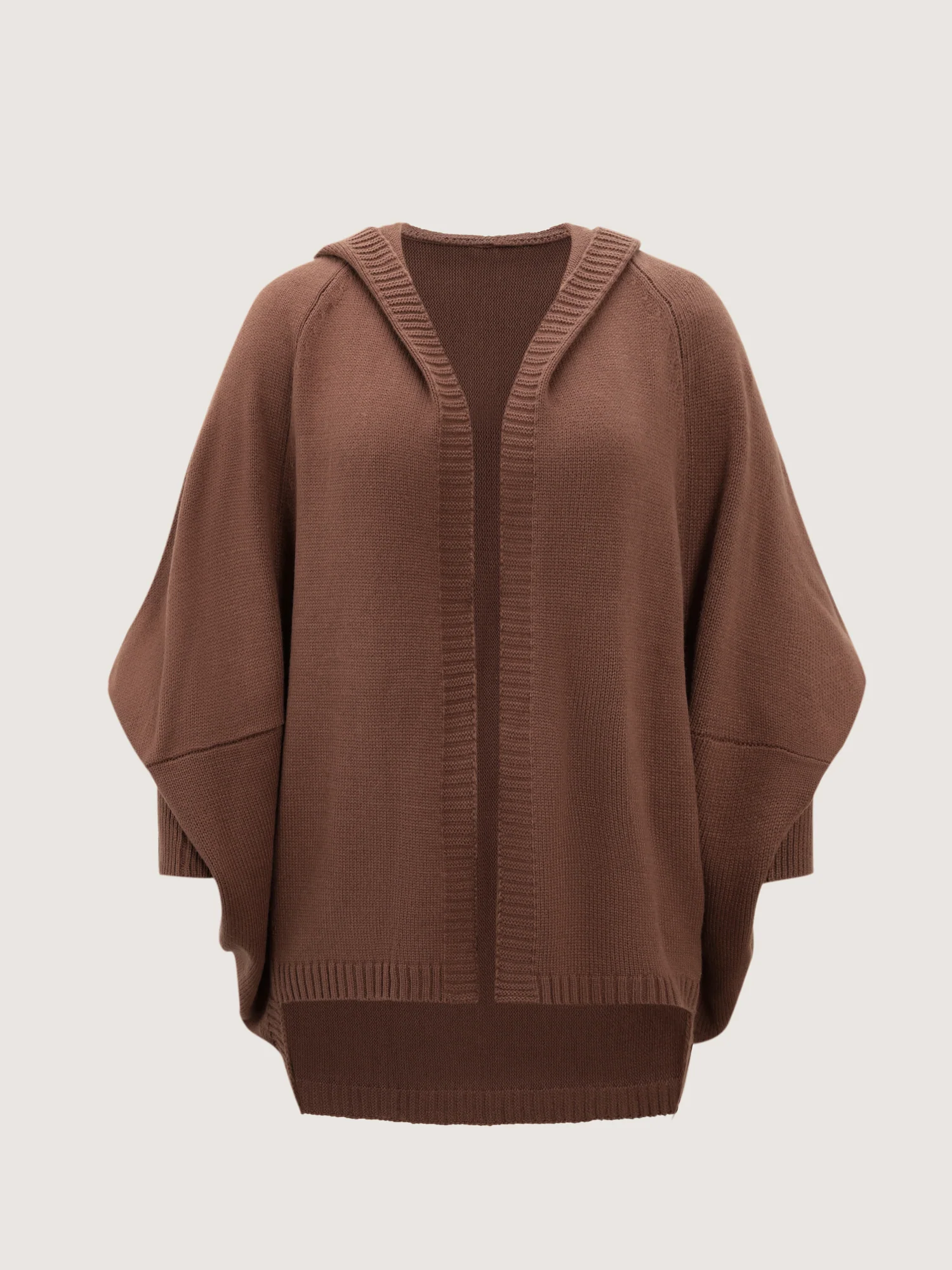 Coccoon Shaped Hooded Front-Open Knit Cardigan - Image 6