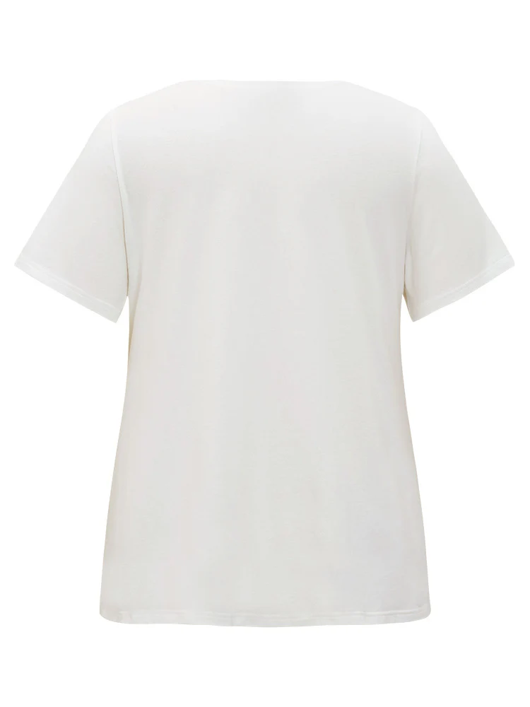Coconut Tree & Letter Print Drop Shoulder T-shirt - Image 11