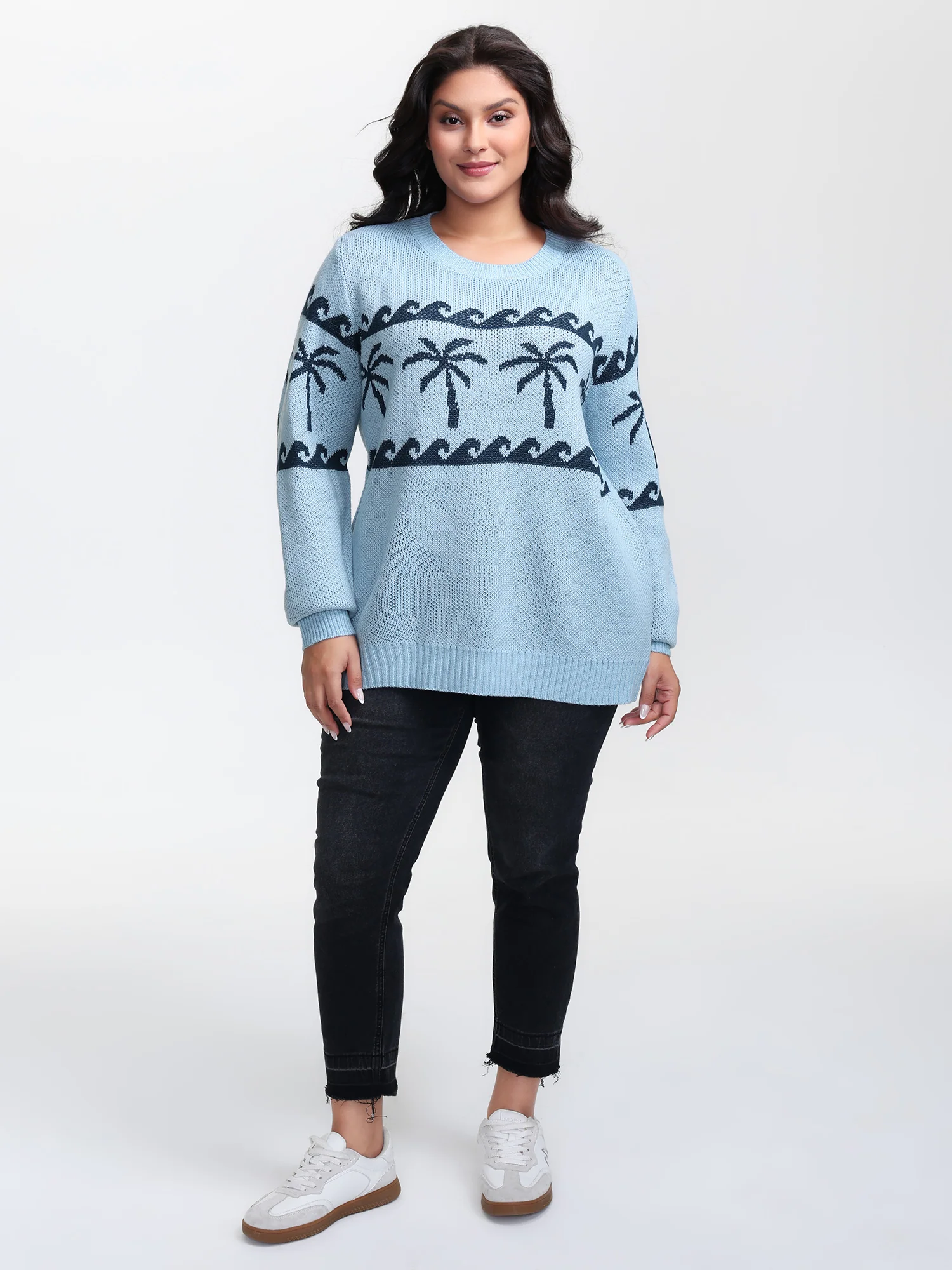 Coconut Tree Pattern Jacquard Pullover - Image 3