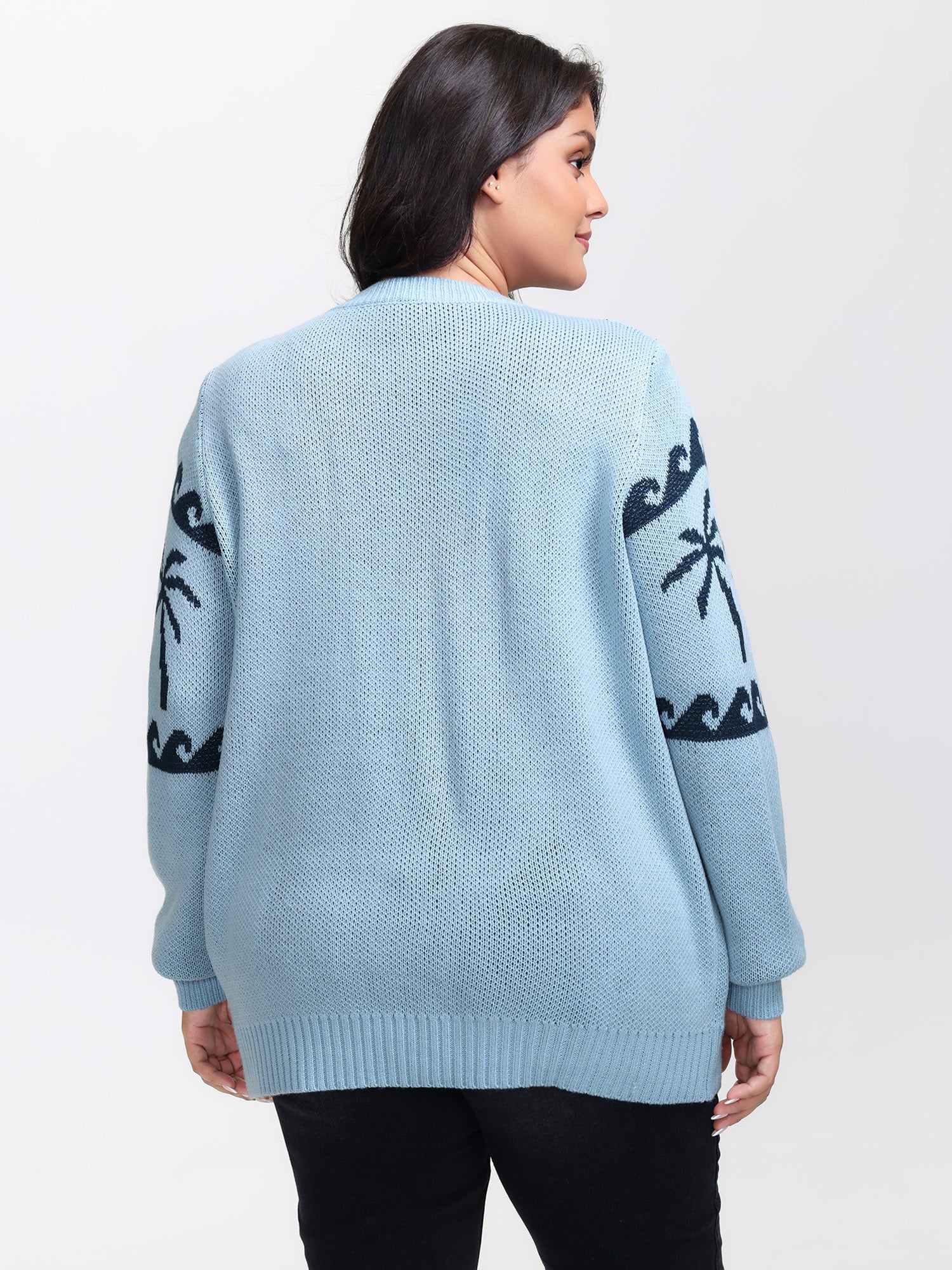 Coconut Tree Pattern Jacquard Pullover - Image 4