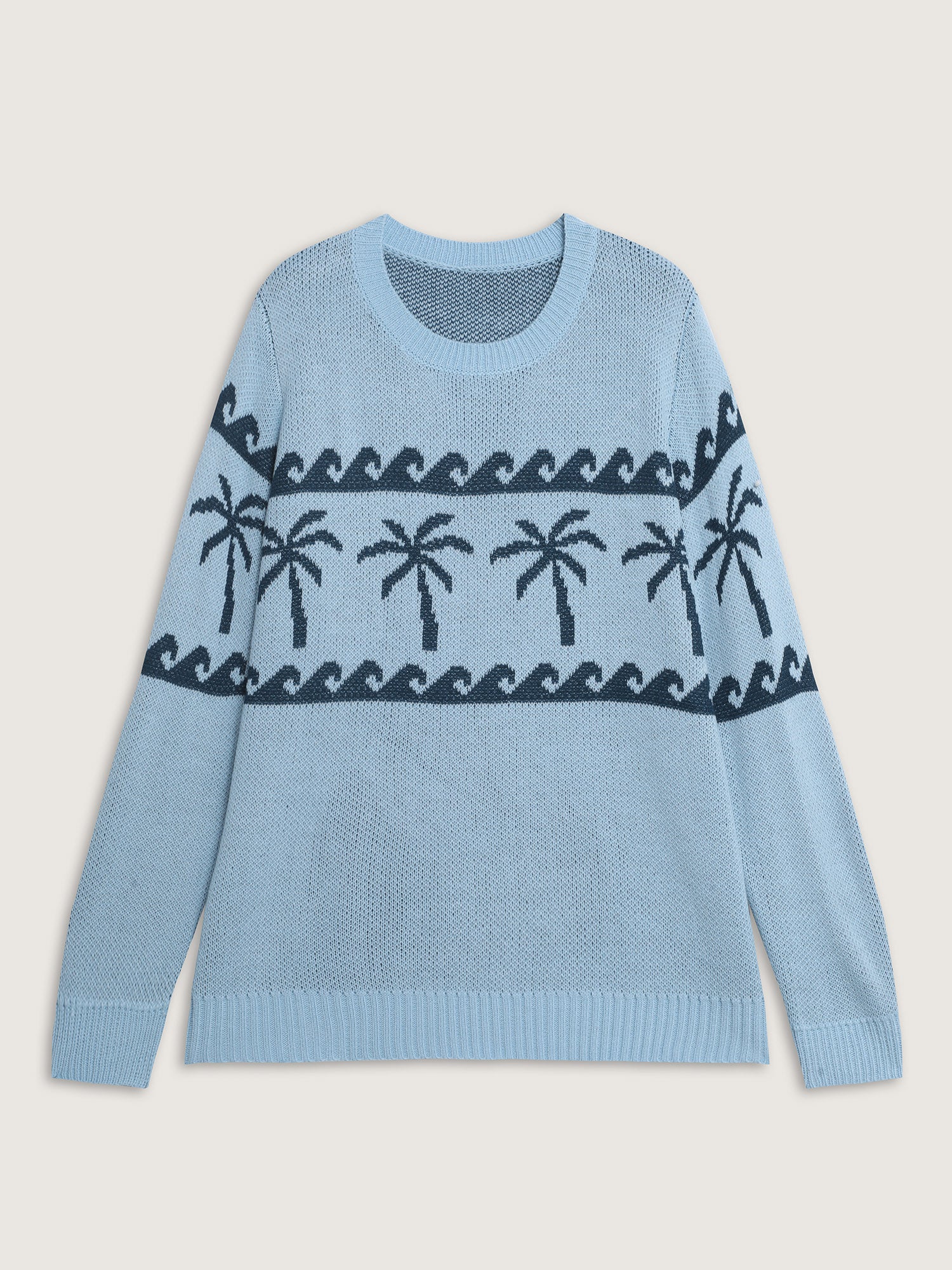 Coconut Tree Pattern Jacquard Pullover - Image 7