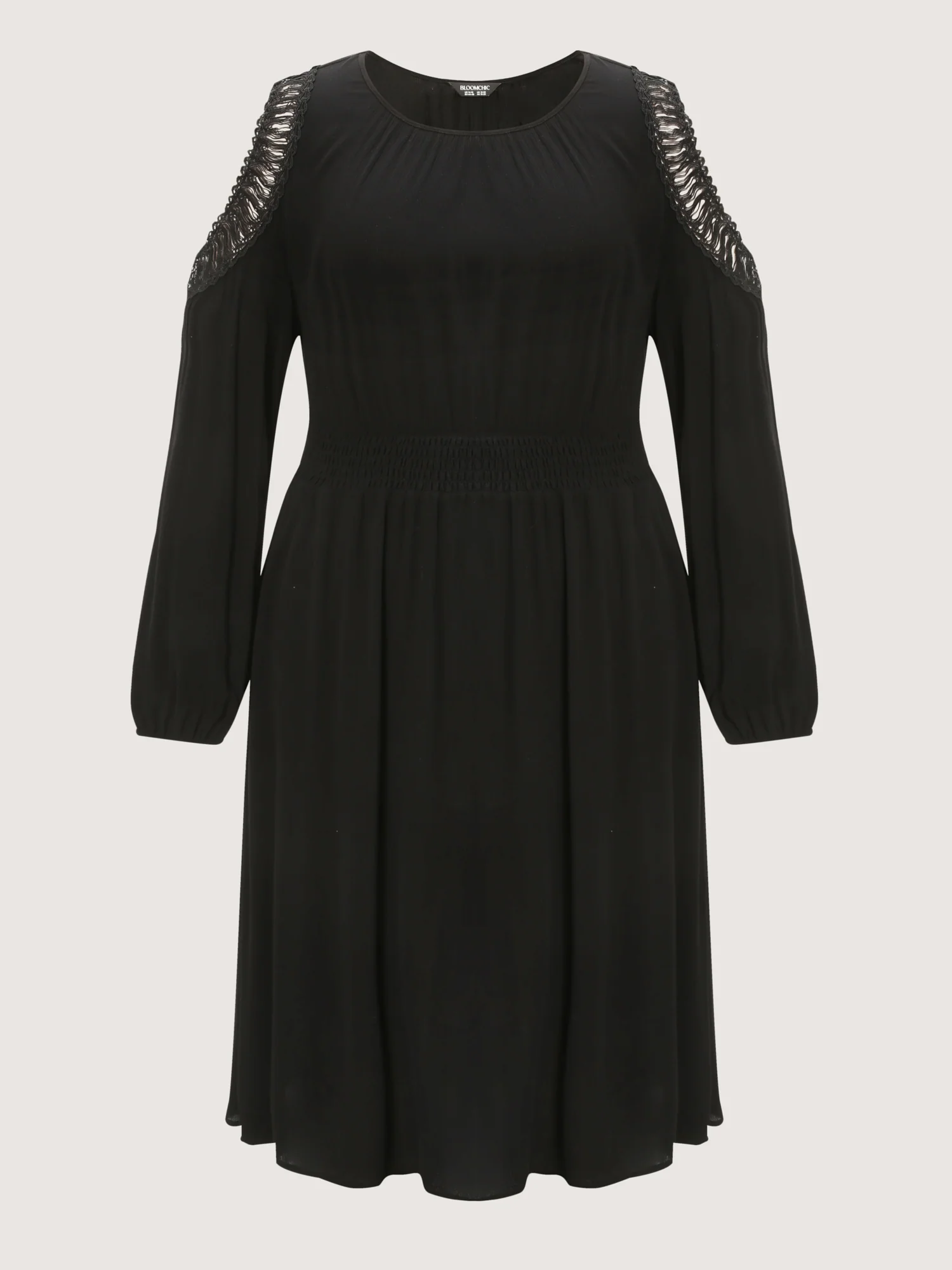 Cold Shoulder Shirred Waist Pockets Midi Dress - Image 8