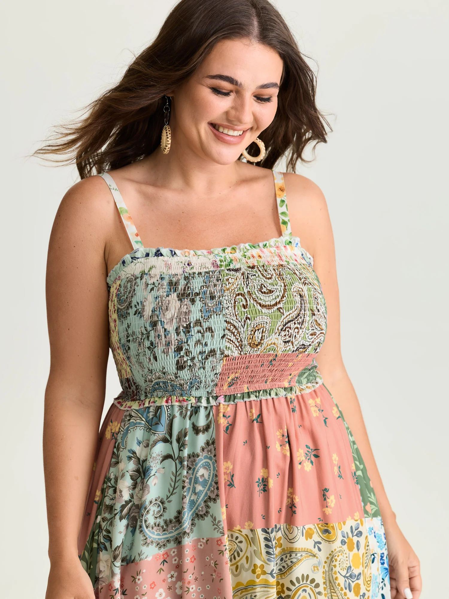 Collage Patchwork Print Cami Maxi Dress - Image 2