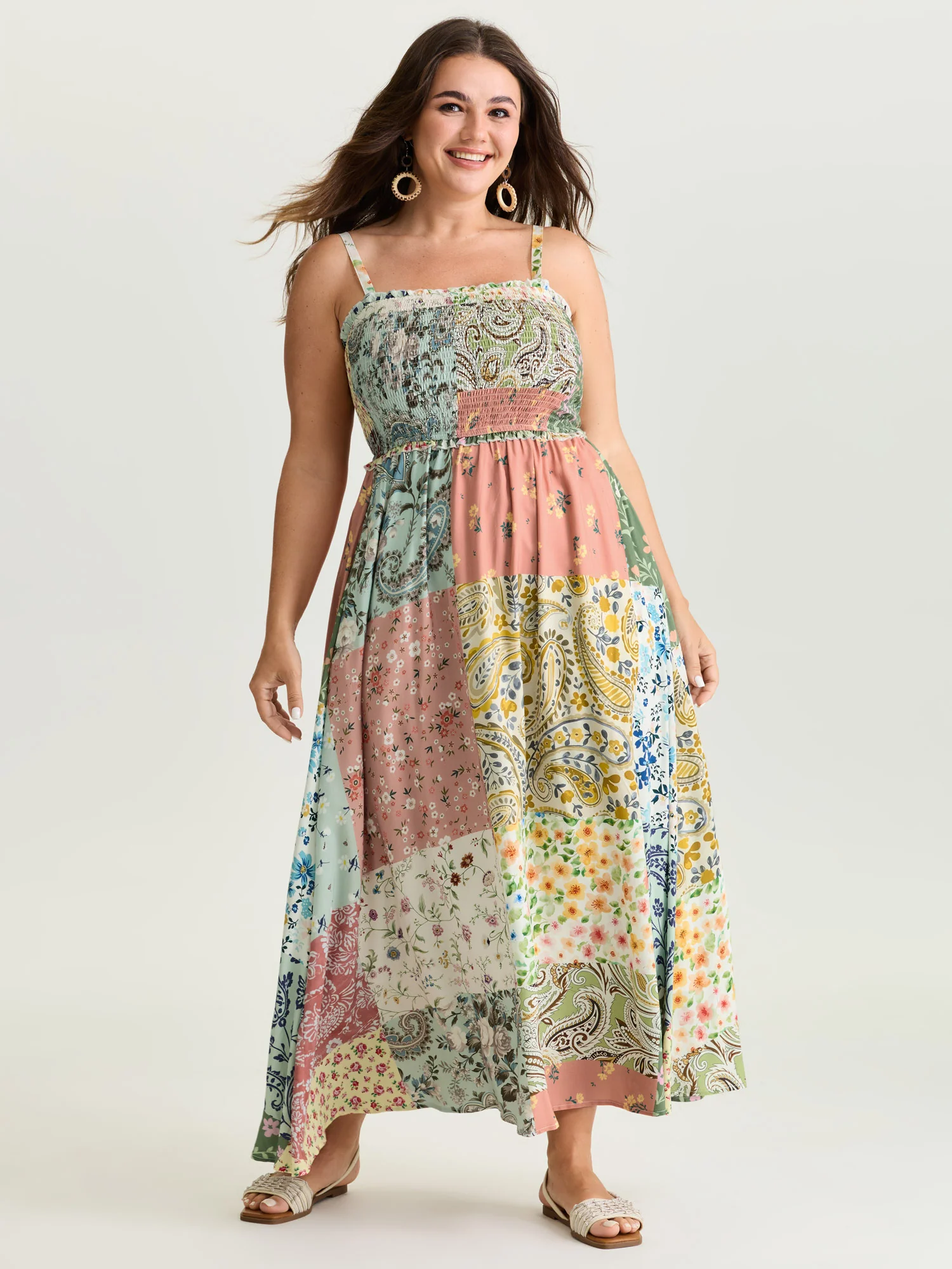 Collage Patchwork Print Cami Maxi Dress - Image 3
