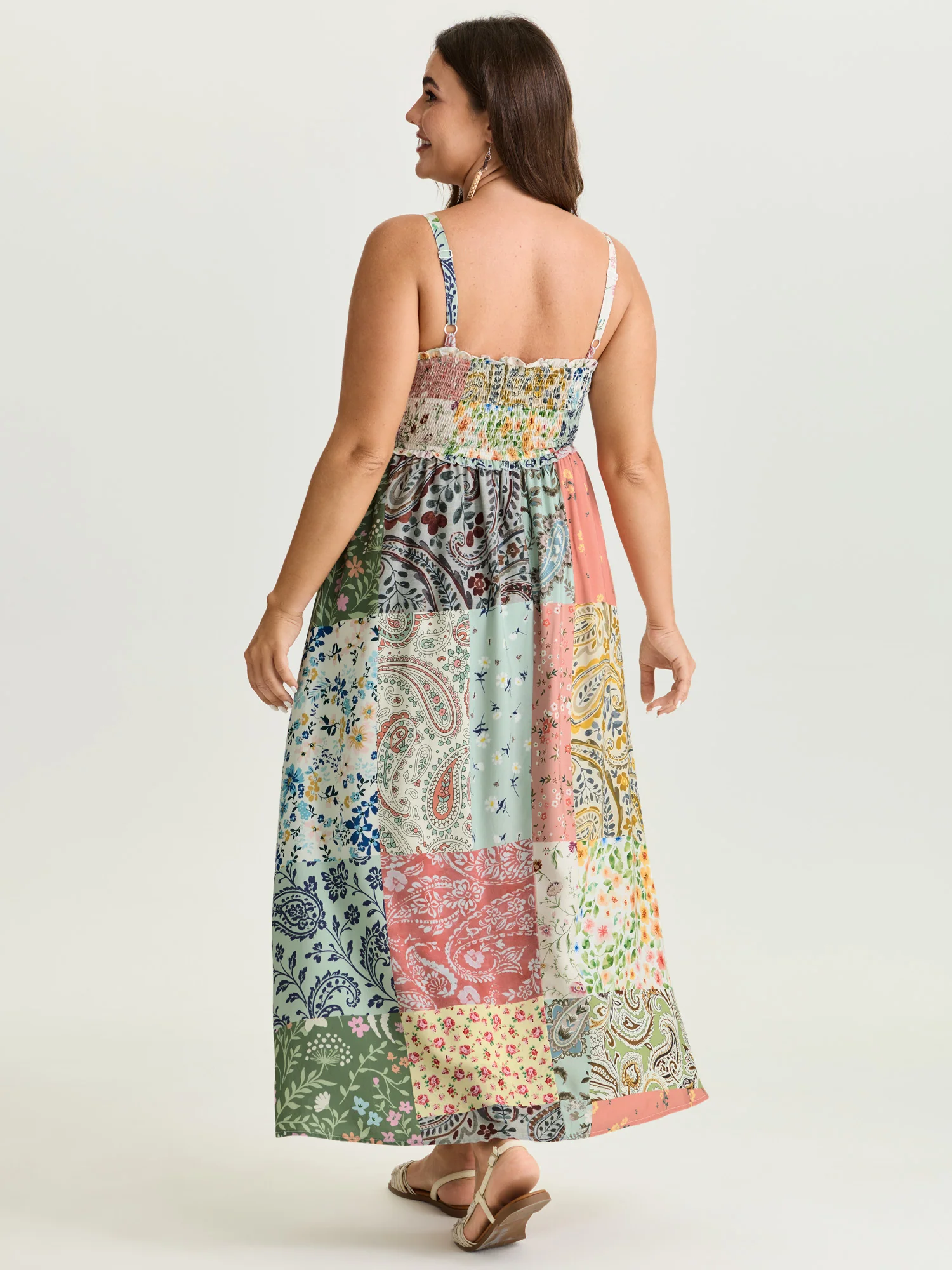 Collage Patchwork Print Cami Maxi Dress - Image 4