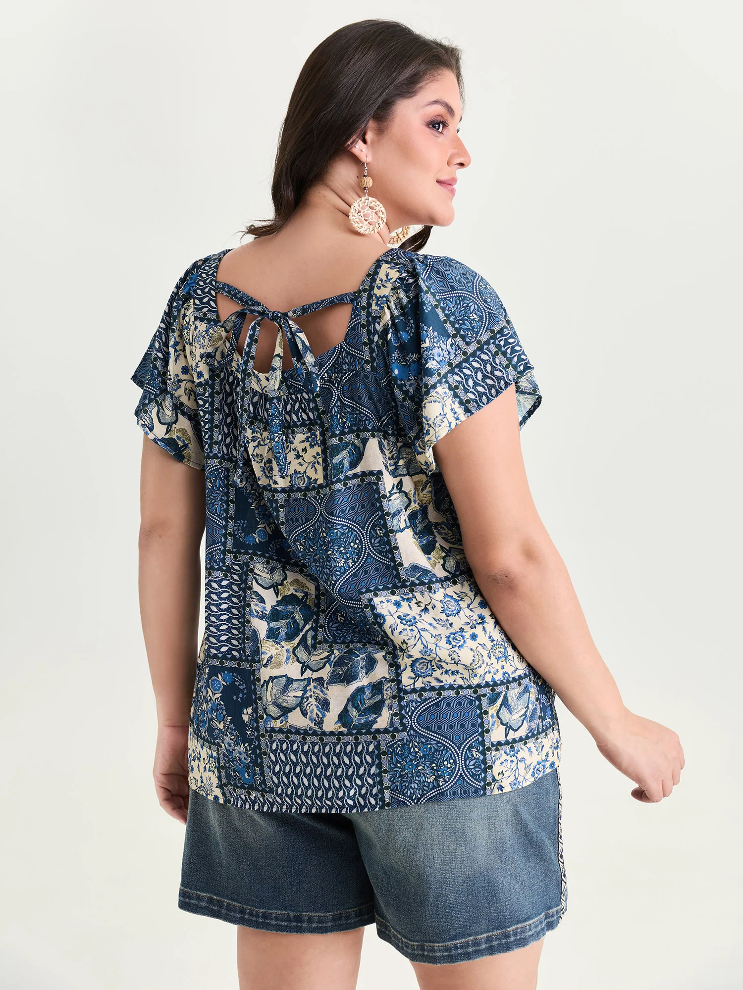 Collage Print Square Neckline Blouse - Image 5