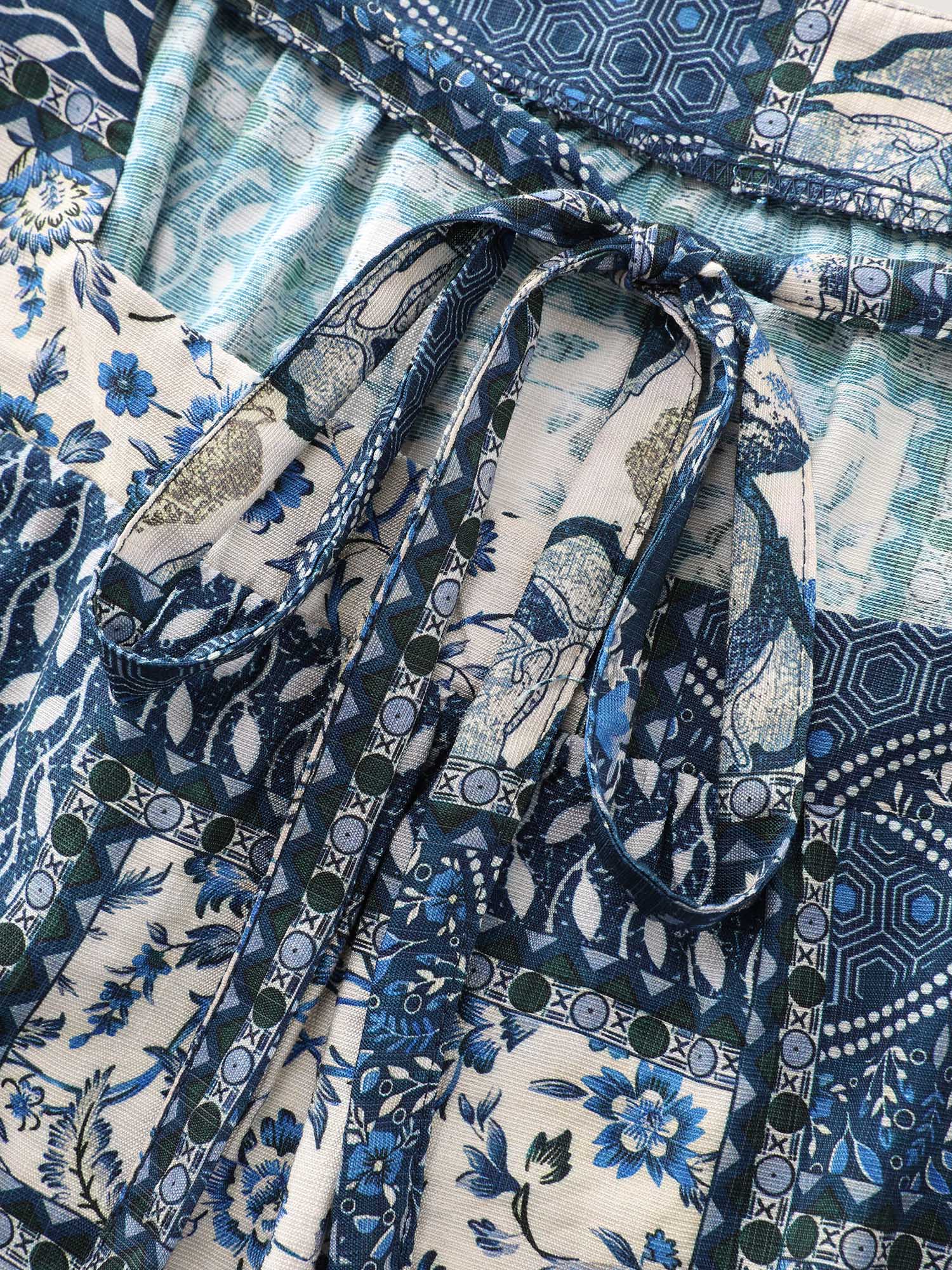 Collage Print Square Neckline Blouse - Image 6