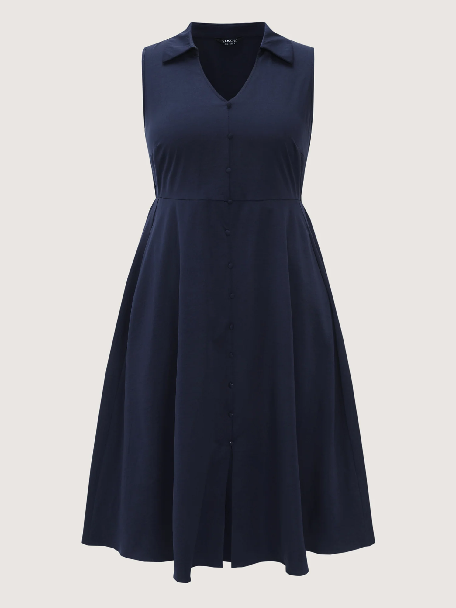 Collar Pockets Button Detail Midi Dress - Image 7