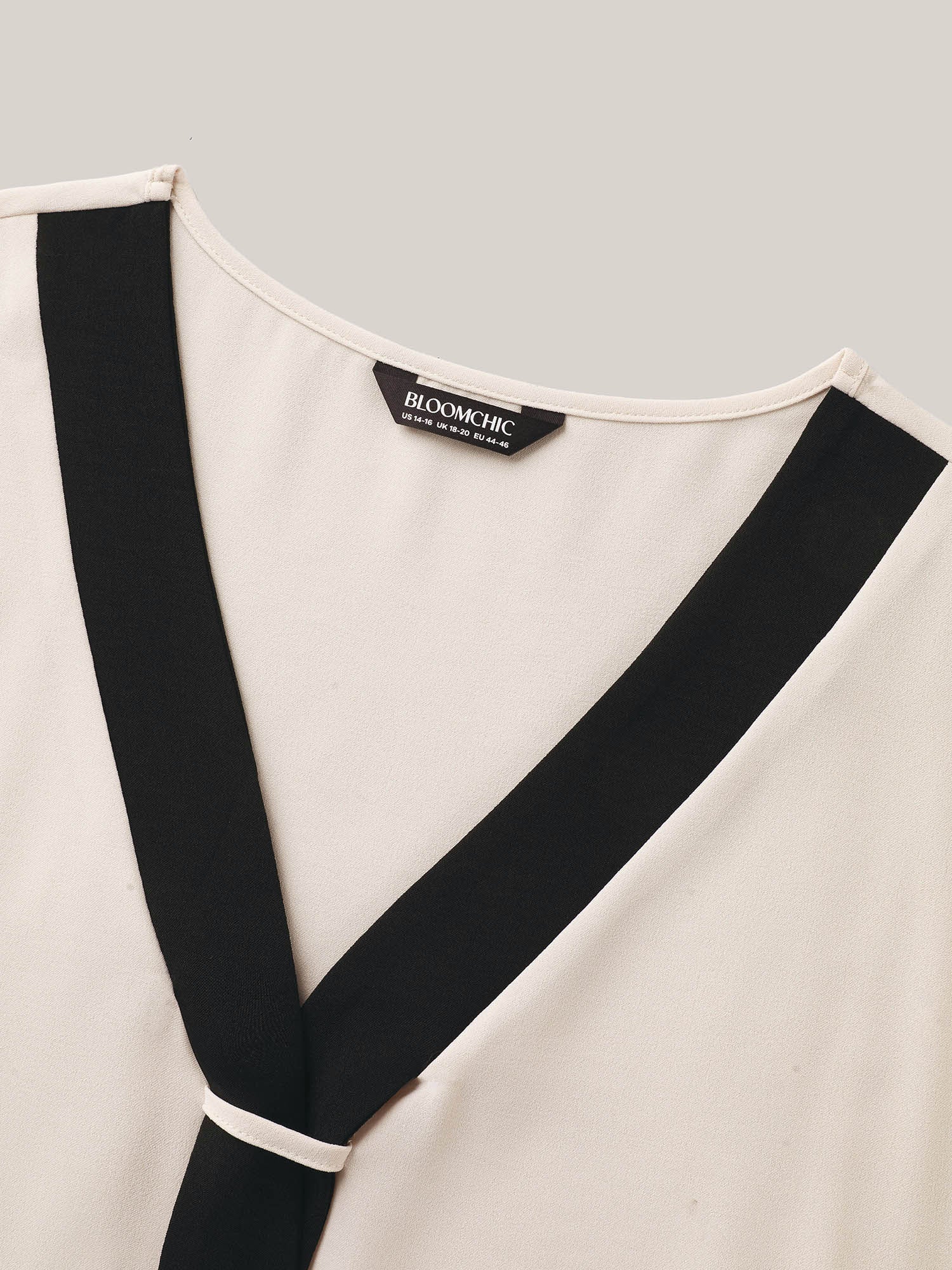 Collar Tie Color Contrast Blouse - Image 5
