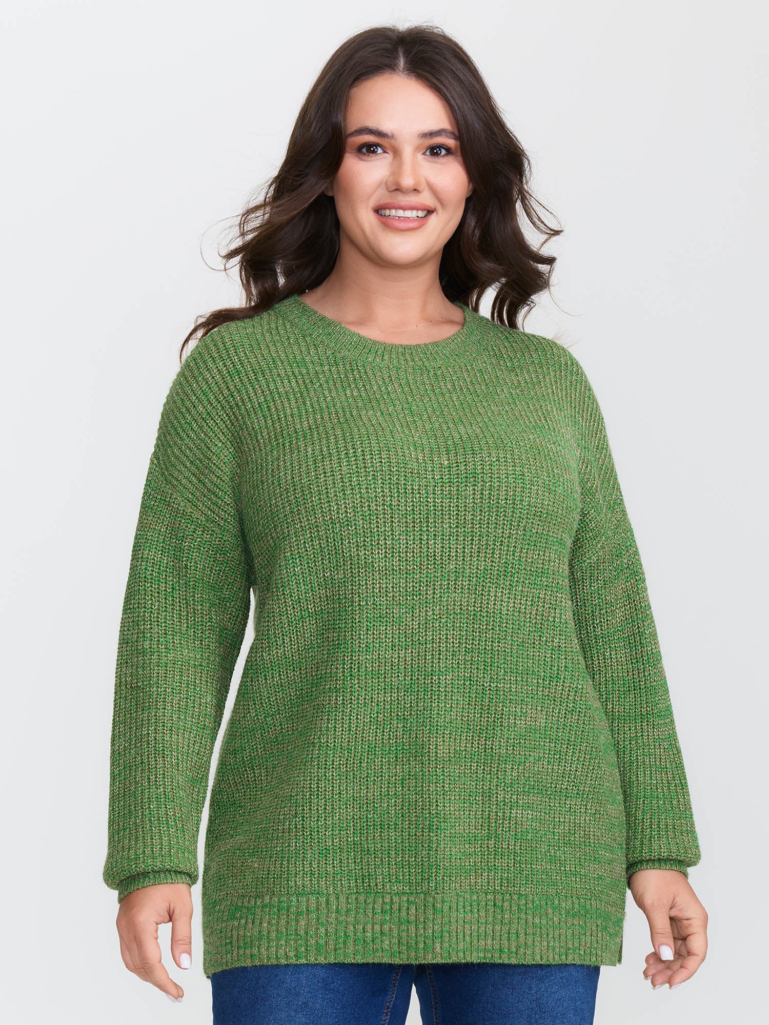 Color Blend Yarn Textured Pullover - Image 3