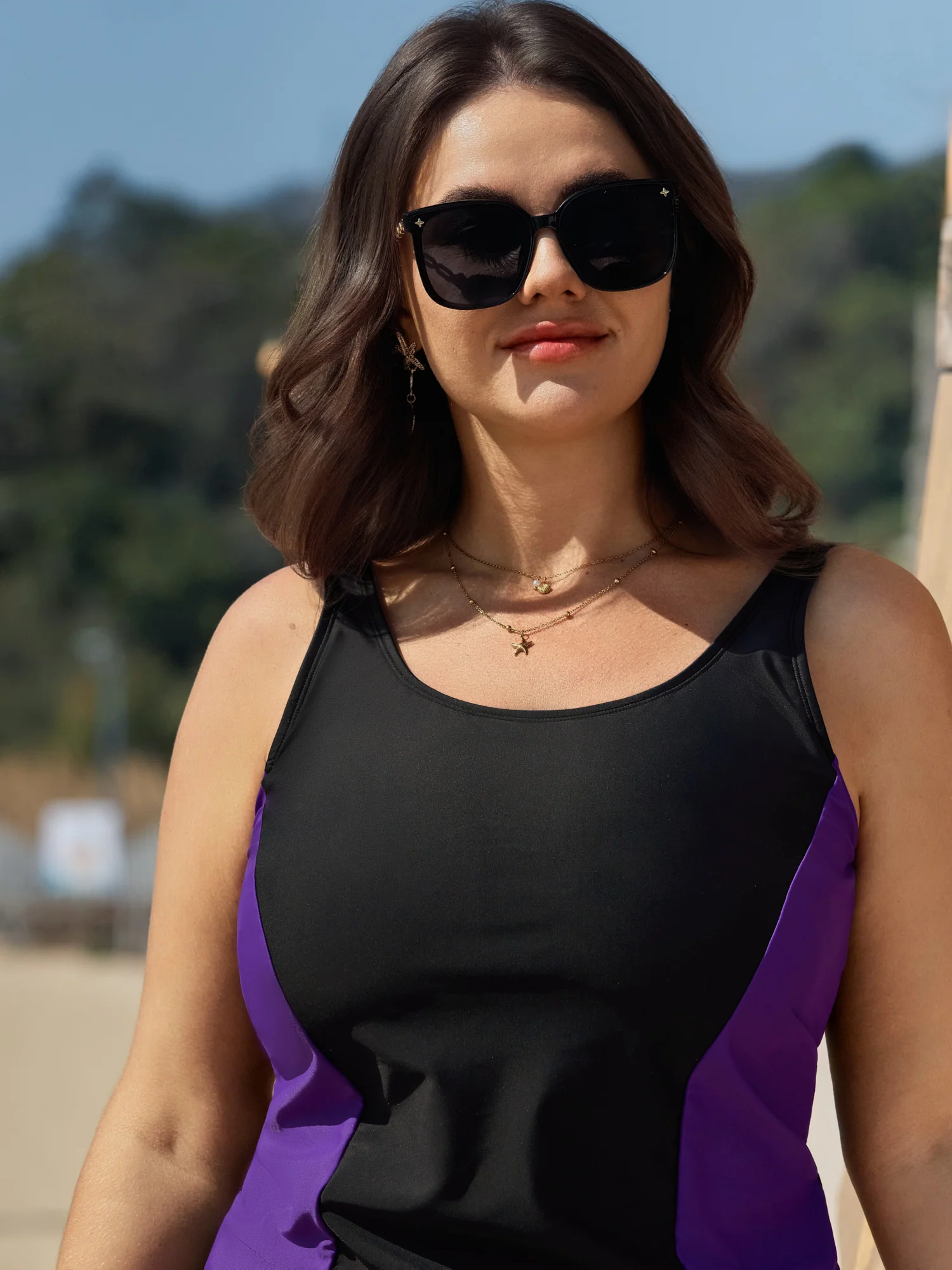 Color Block Adjustable Swim Top - Image 2