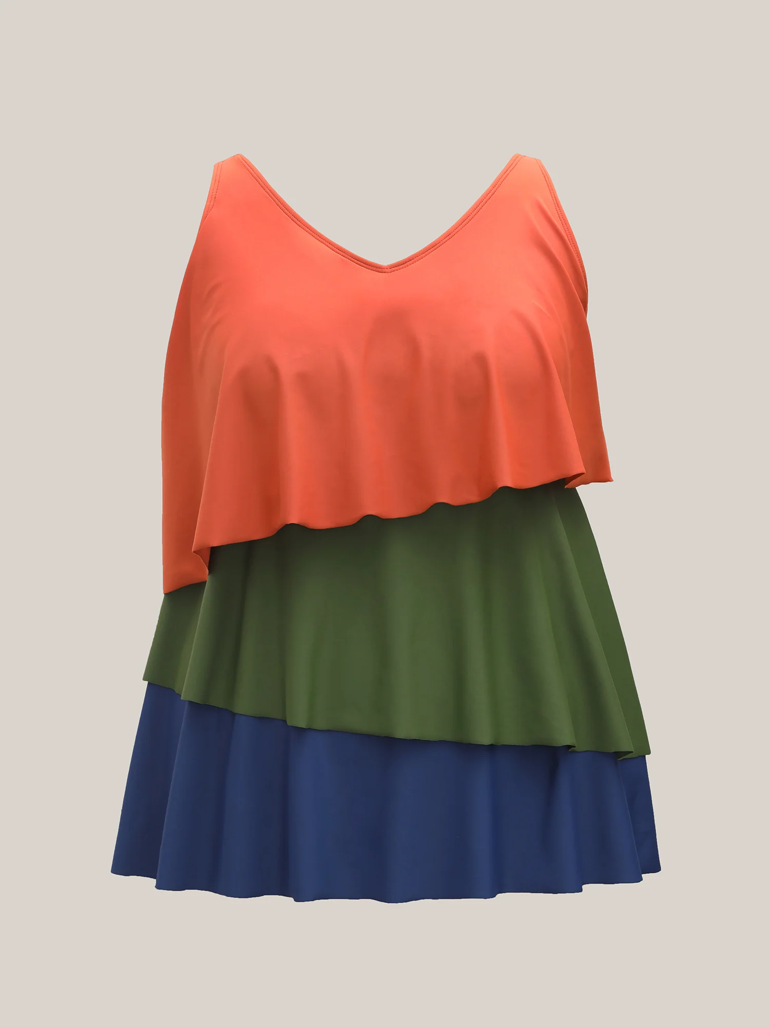 Color Block Asymmetrical Hem Swim Top - Image 7