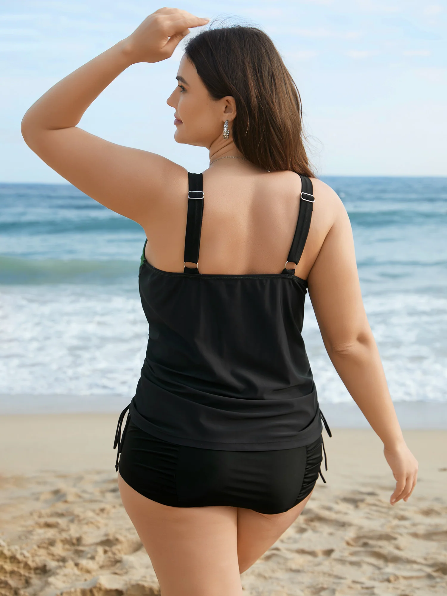 Color Block Drawstring Cami Swim Top - Image 2