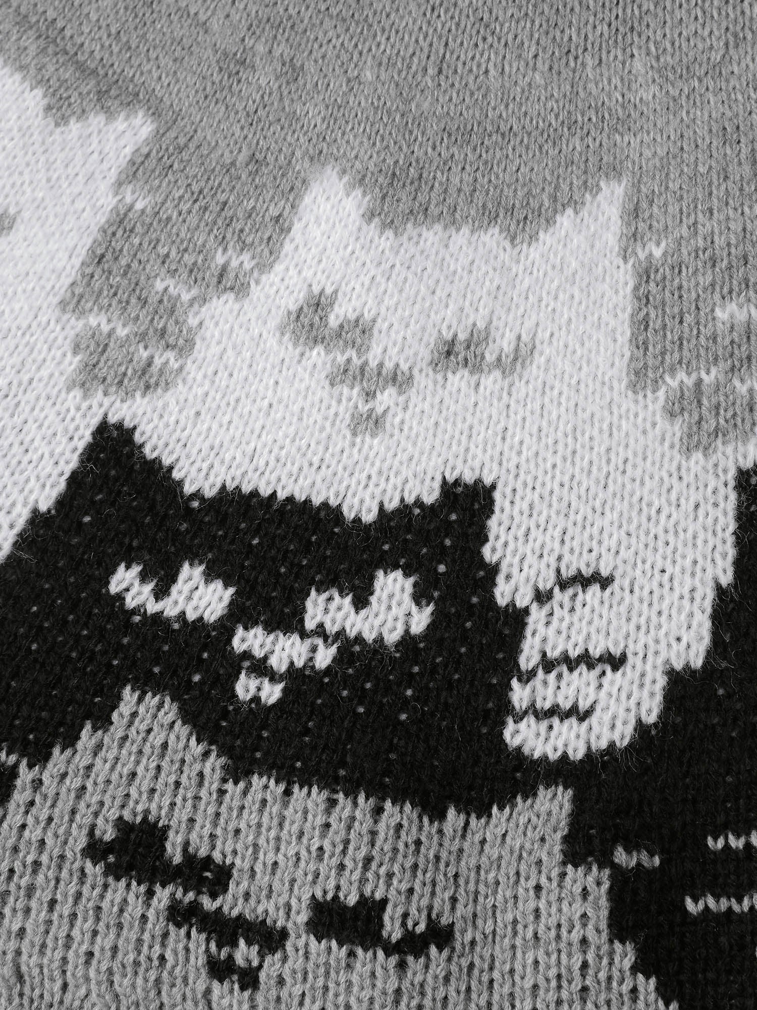 Color Block Cat Pattern Arc Hem Pullover - Image 5