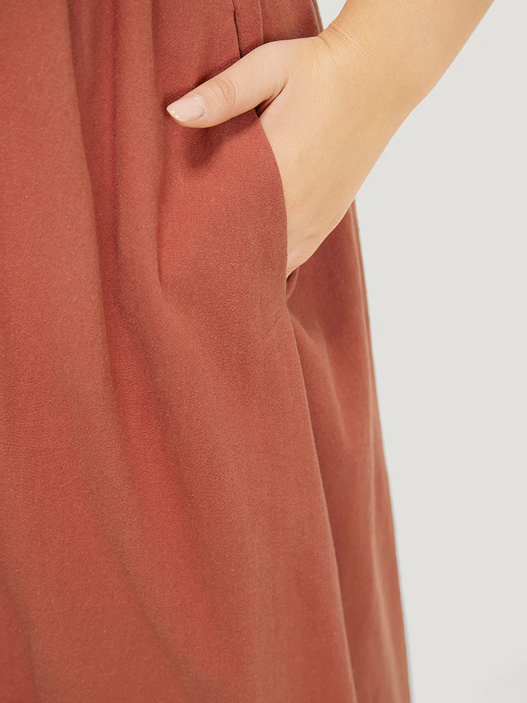 Color Block Contrast Pocket Flutter Hem Knot Cami Dress - Image 6
