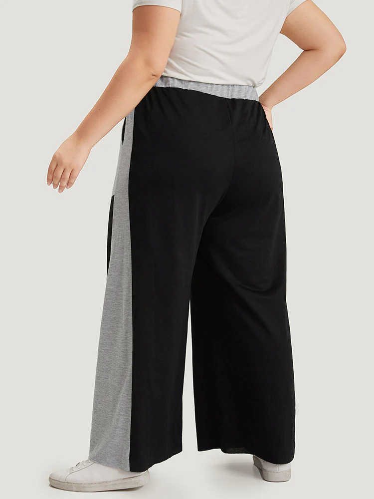 Color Block Contrast Slant Pocket Sweatpants - Image 2
