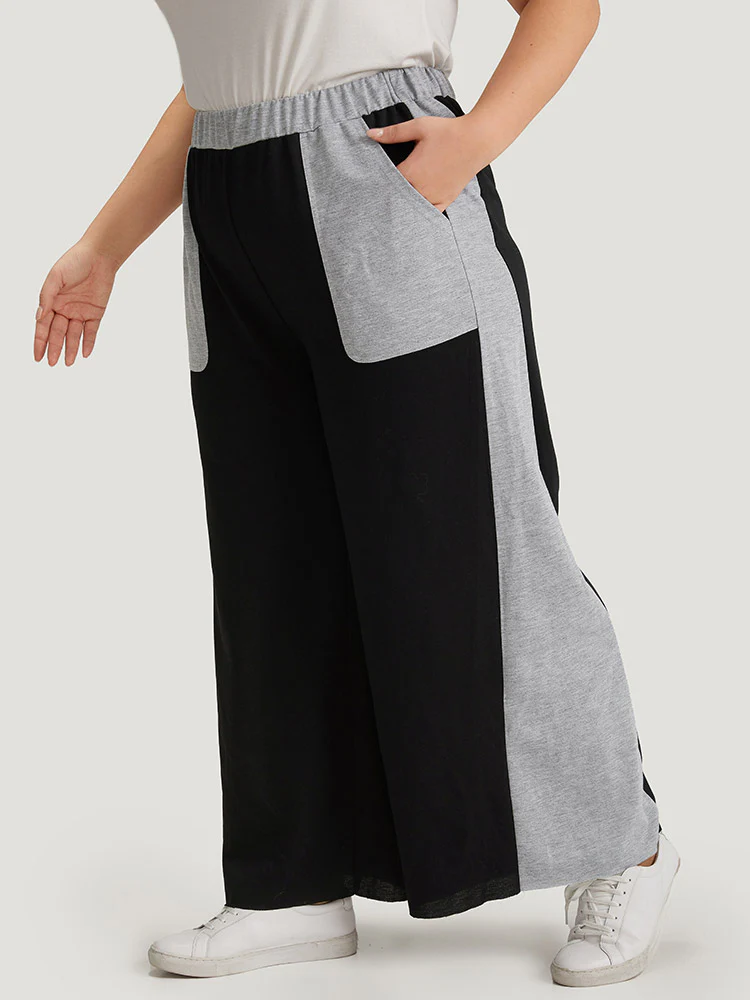 Color Block Contrast Slant Pocket Sweatpants - Image 3