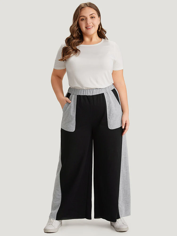 Color Block Contrast Slant Pocket Sweatpants - Image 4