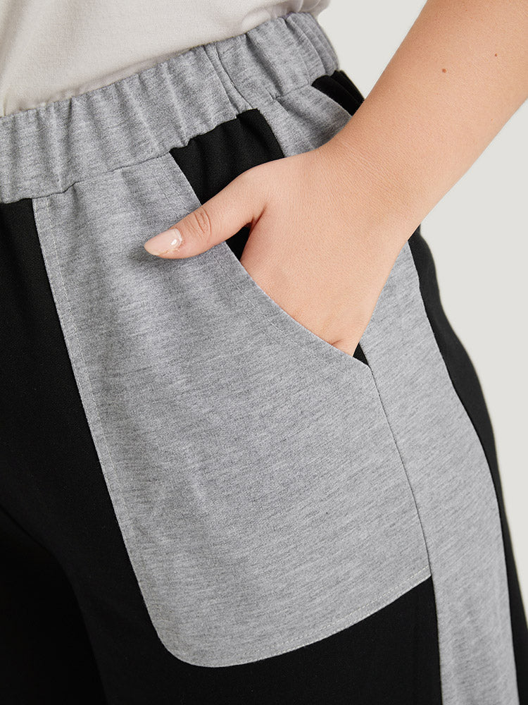 Color Block Contrast Slant Pocket Sweatpants - Image 7