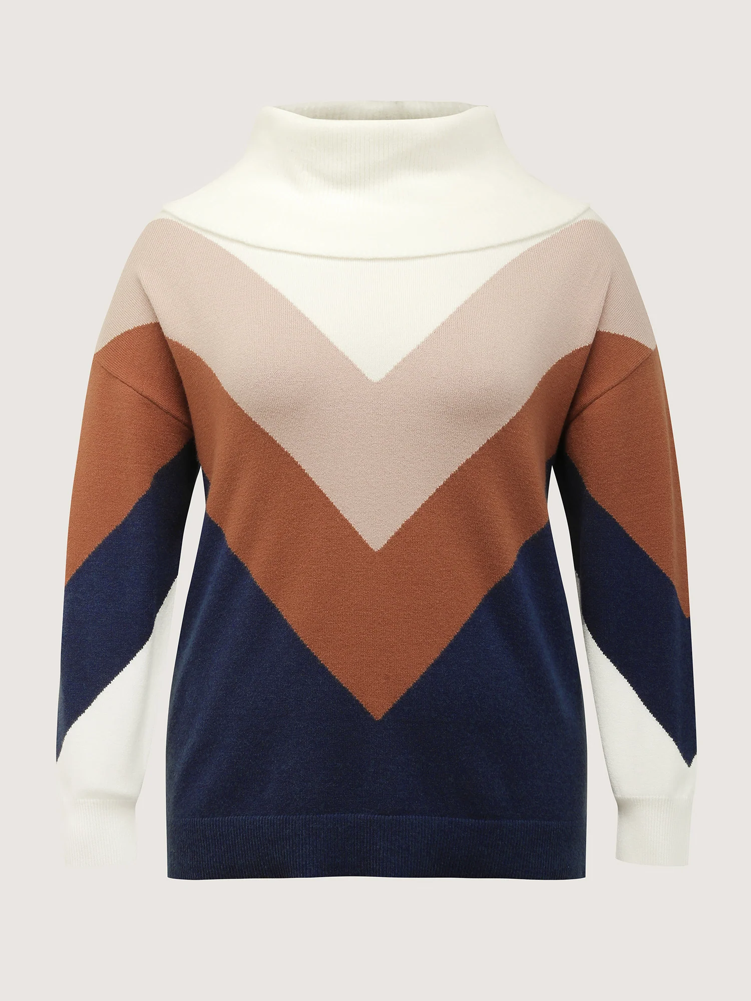Color Block Cowl Neck Knit Pullover - Image 8