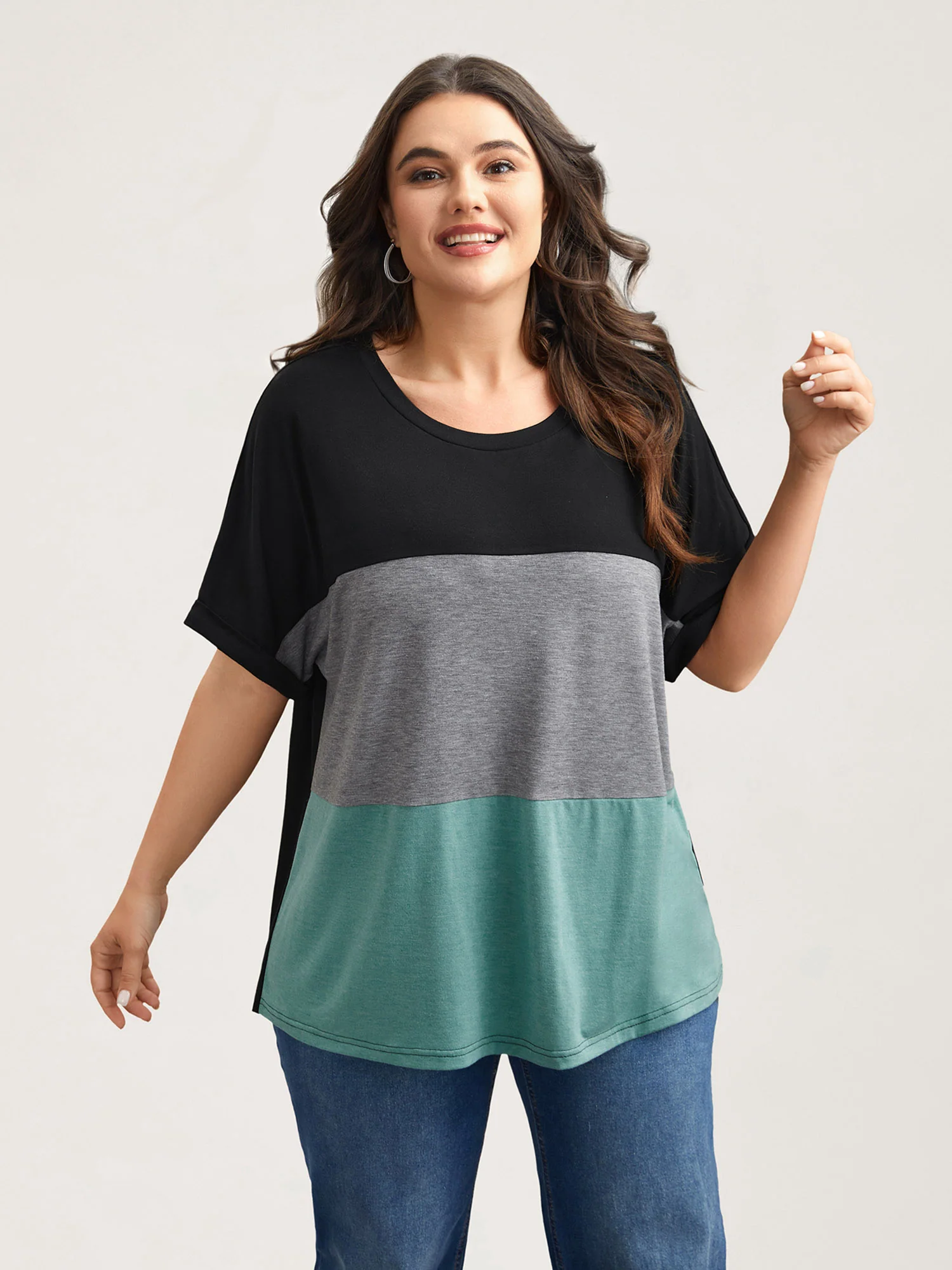 Color Block Dolman Sleeve T-Shirt - Image 3