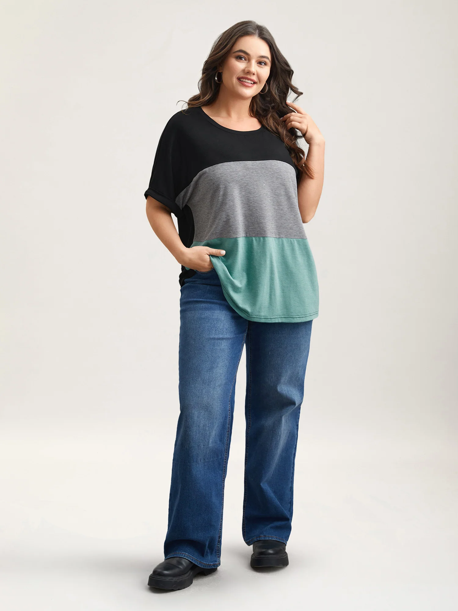 Color Block Dolman Sleeve T-Shirt - Image 5