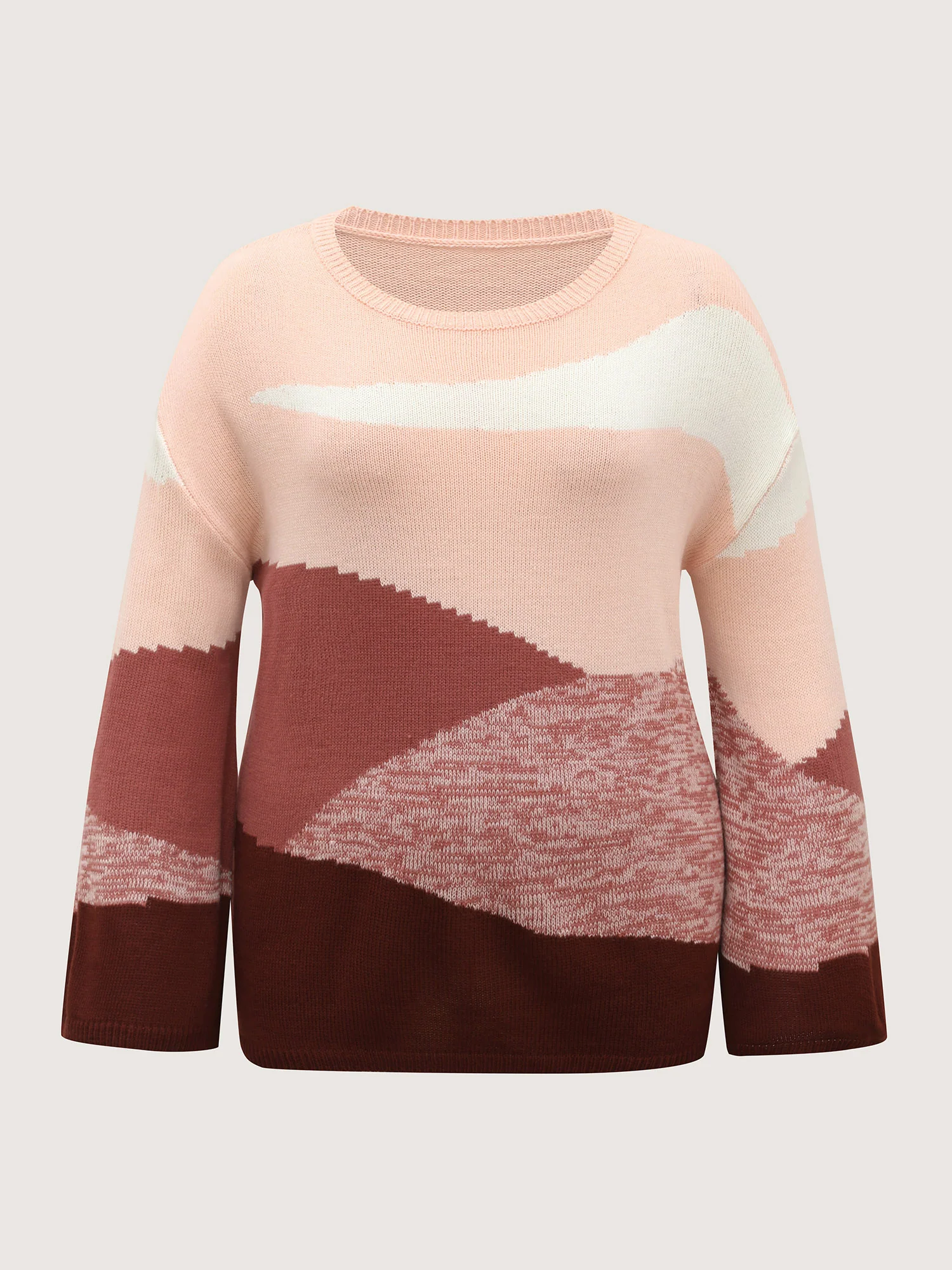 Color Block Drop Shoulder Ribbed Hem Pullover - Image 6