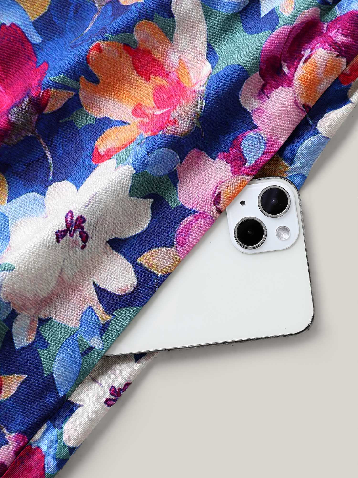 Color Block Floral Shirred Waist Midi Dress - Image 6