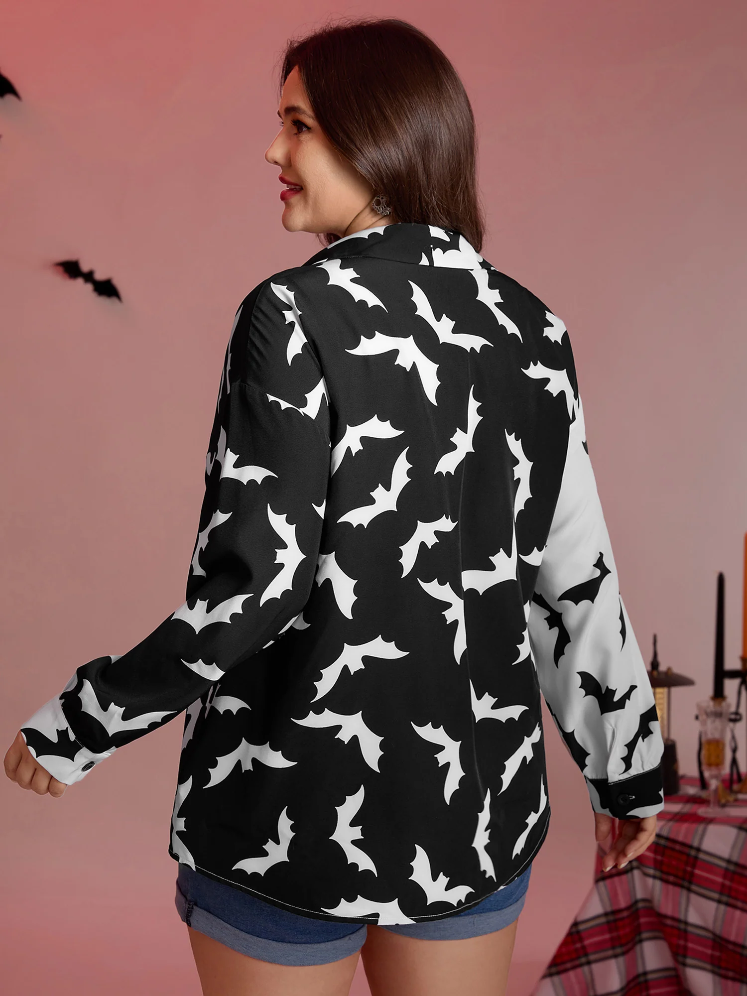 Color Block Flying Bats Button-Down Shirt - Image 5