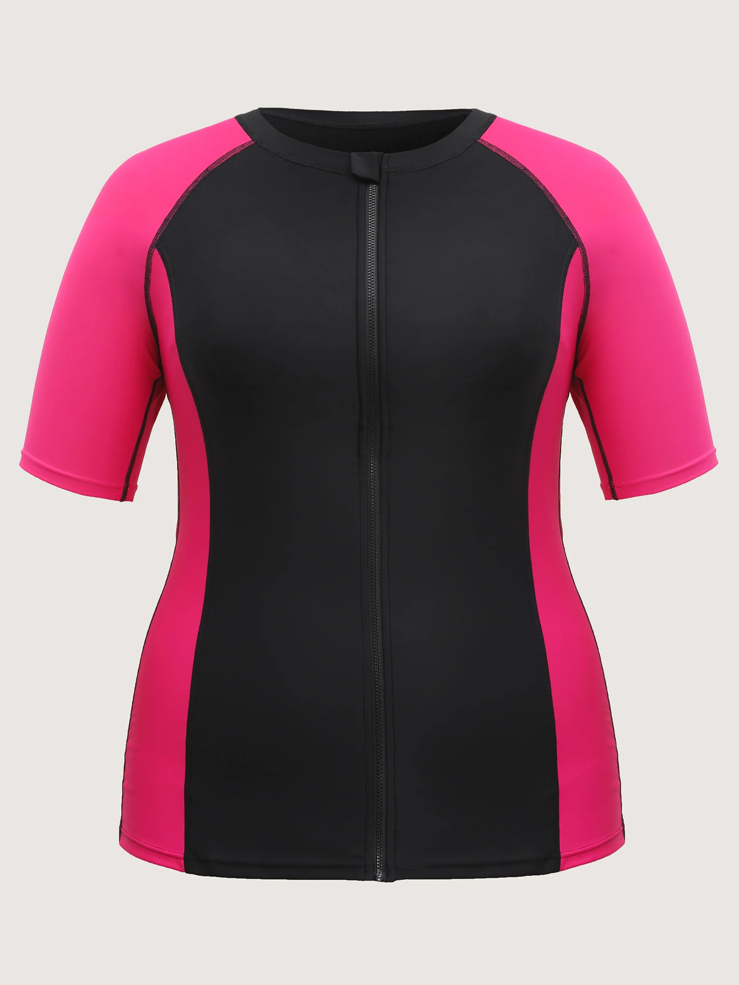 Color Block Zip Sculpted Swim Top - Image 7