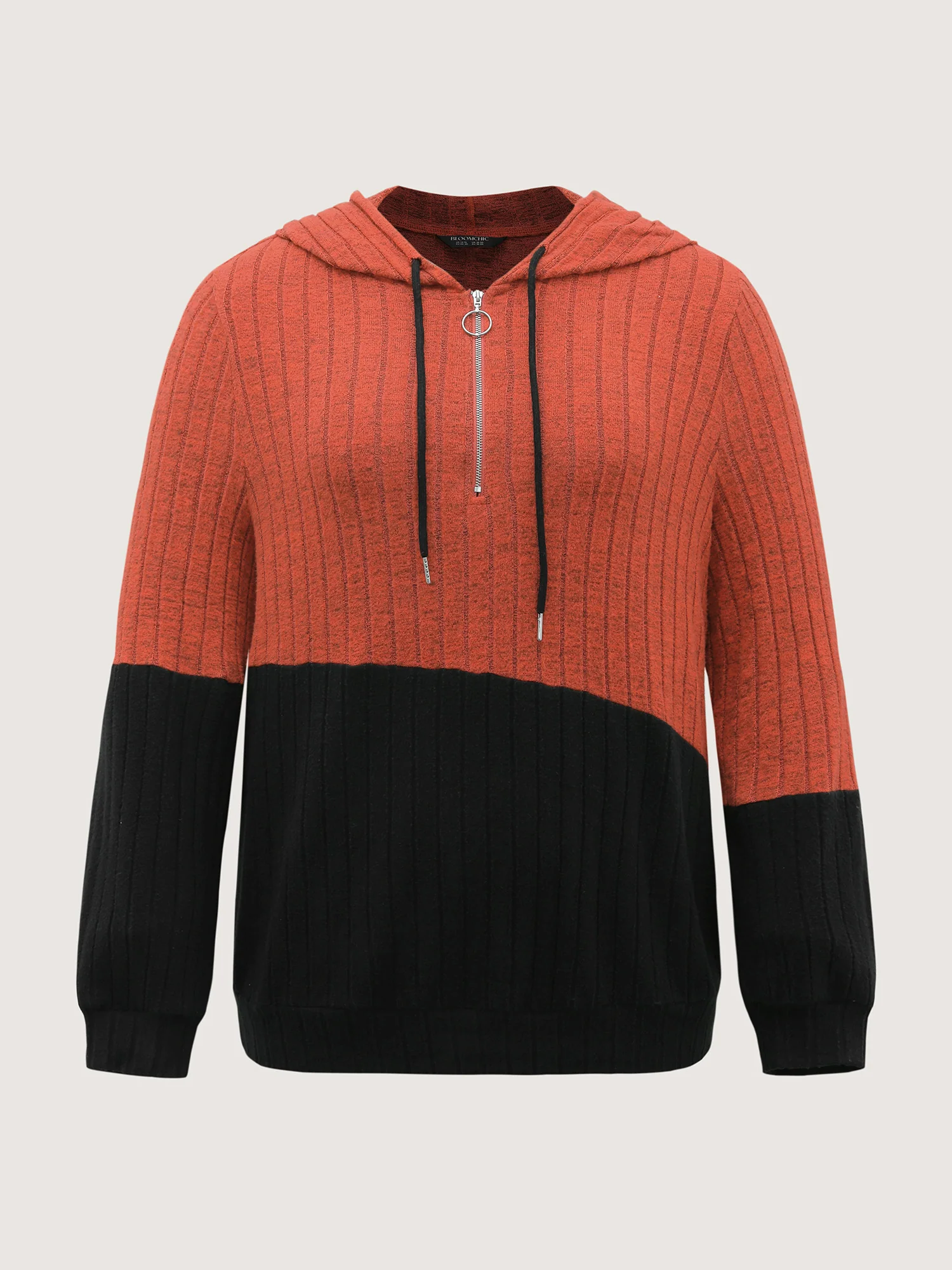 Color Block Half-Zipper Hoodie - Image 8