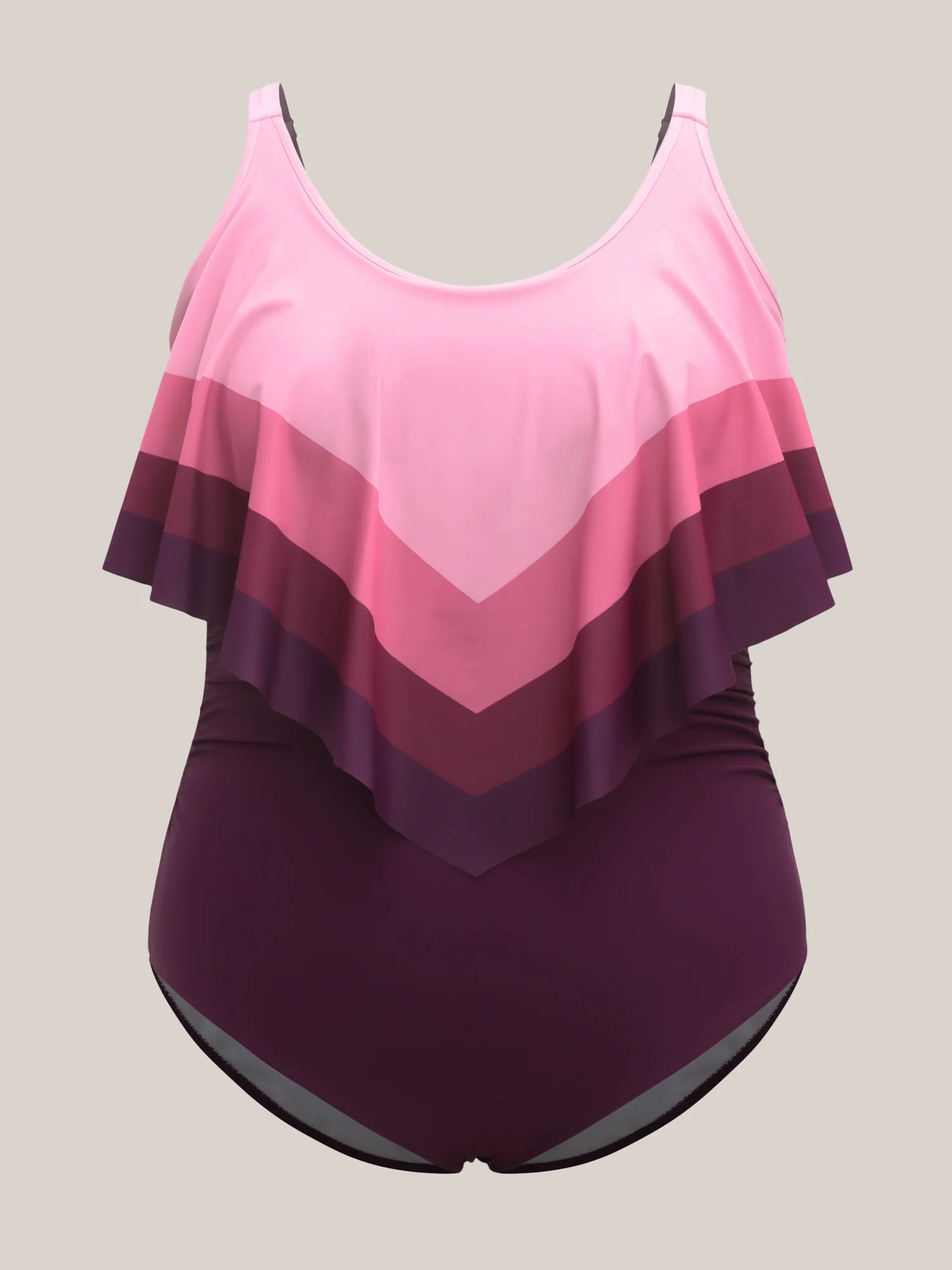 Color Block Layered One-Piece Swimsuit - Image 7