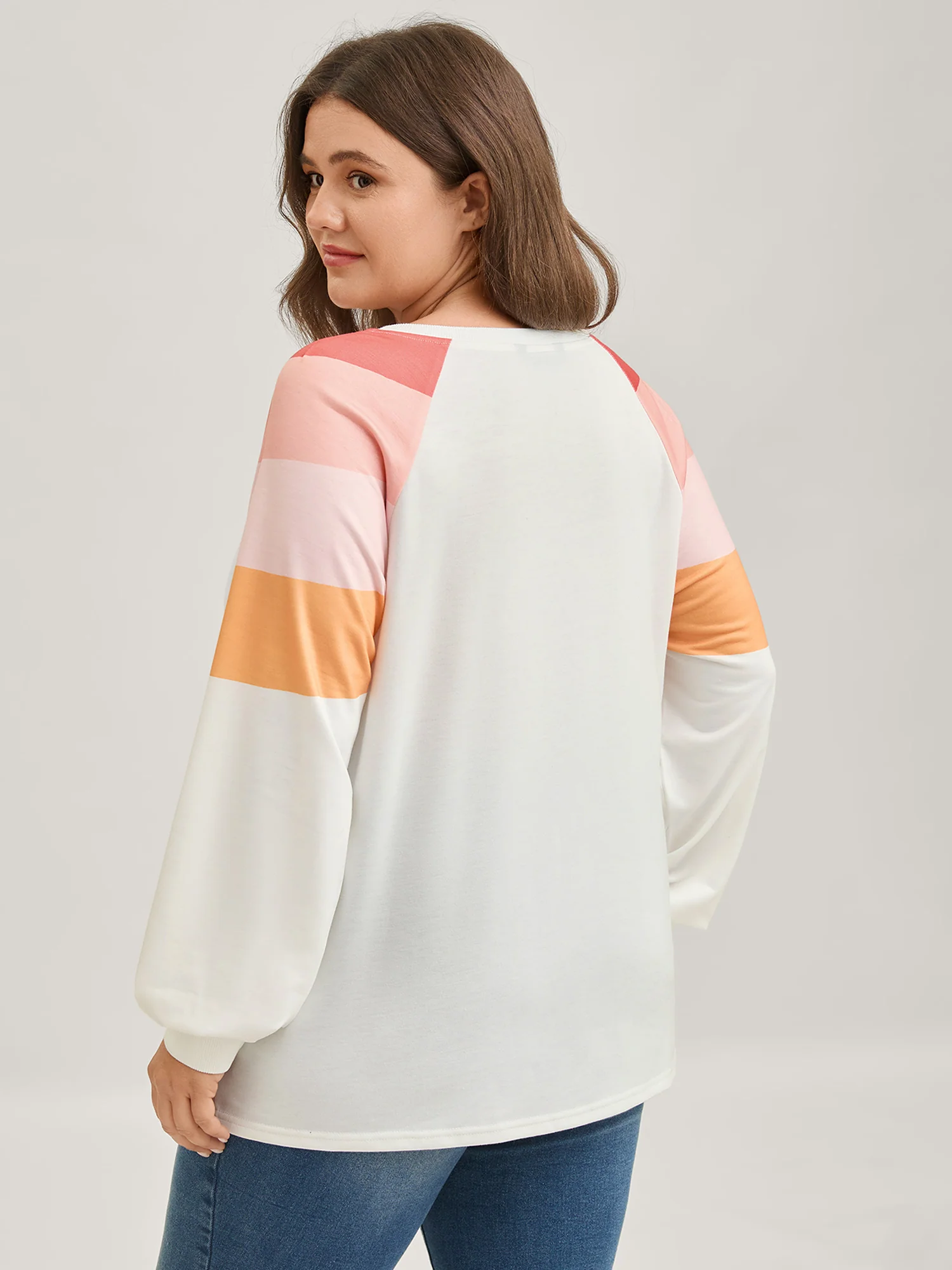 Color Block Notched Collar Sweatshirt - Image 5