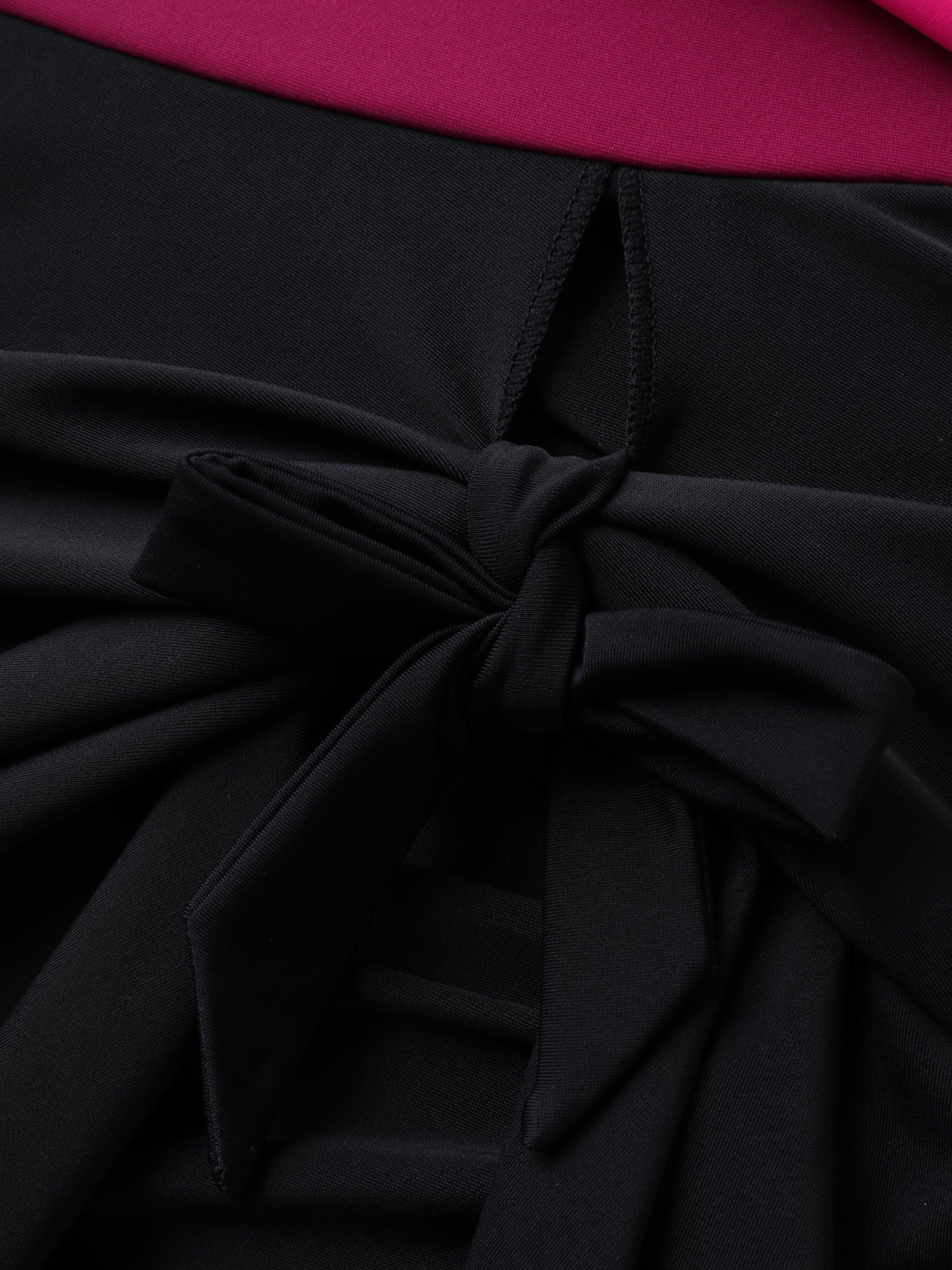 Color Block Overlap Bodice Swim Dress - Image 5