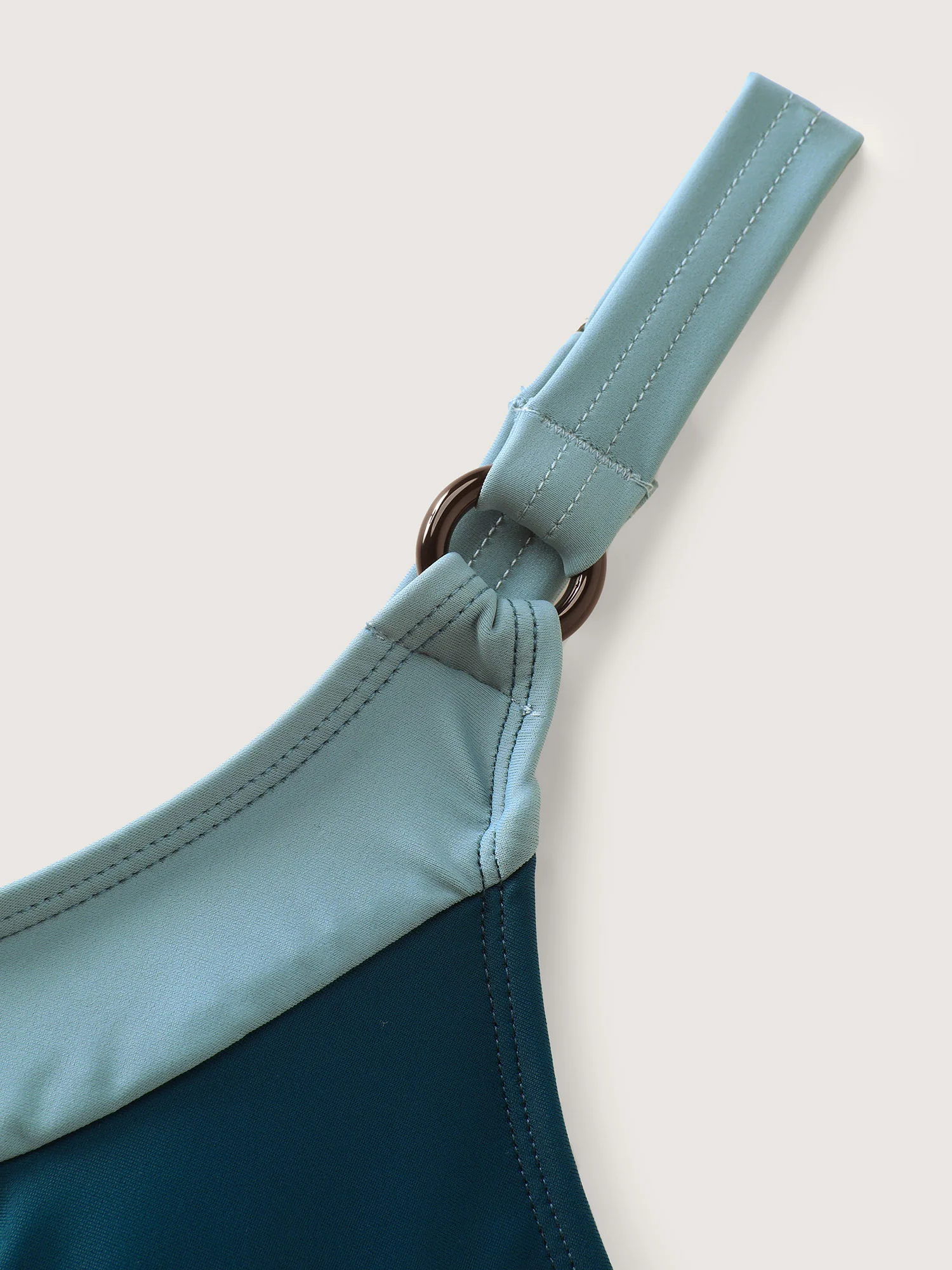 Color Block Pleated Adjustable Swim Top - Image 5